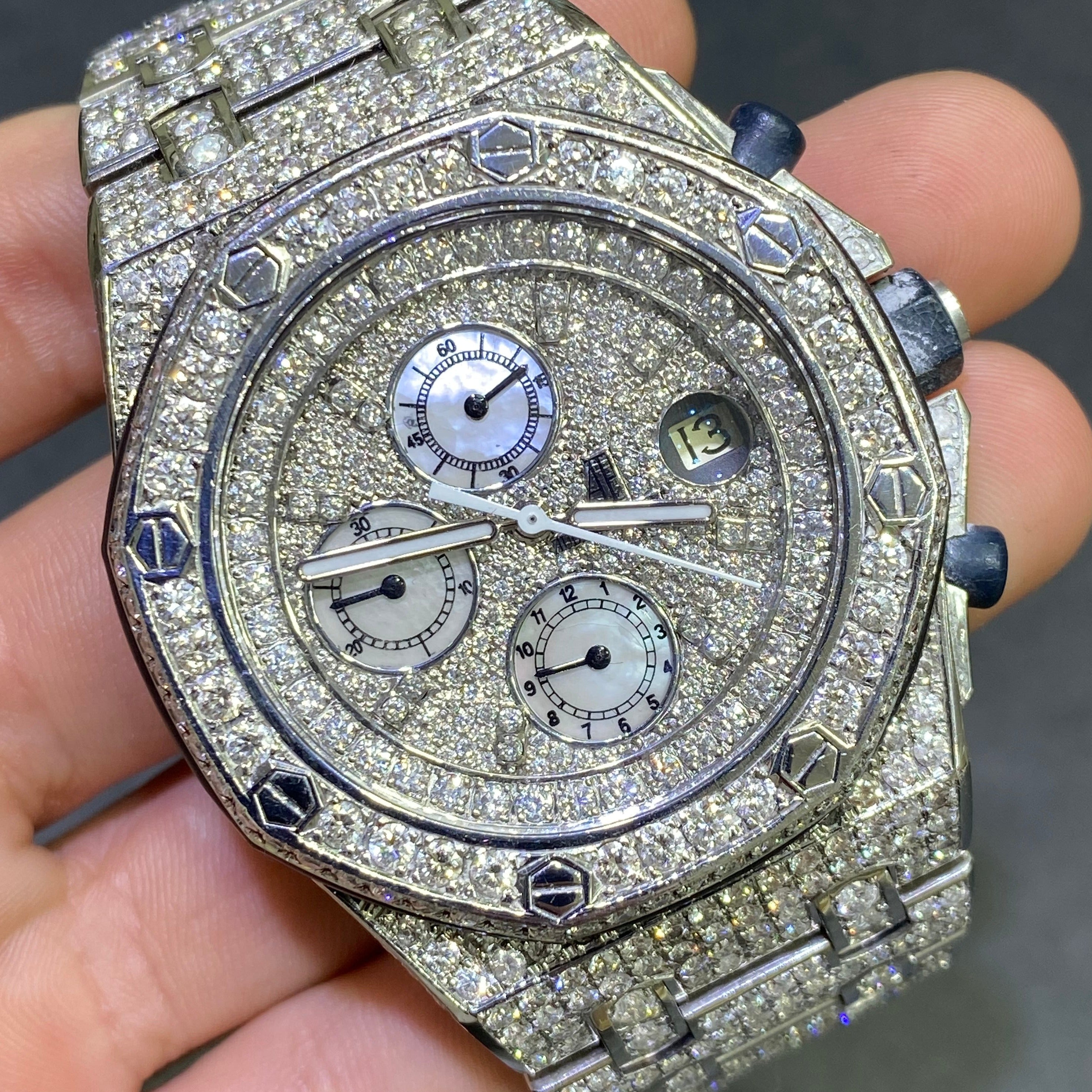 43mm Audemars Piguet “AP” Fully Iced Bust Down Watch 30 carats Vs1