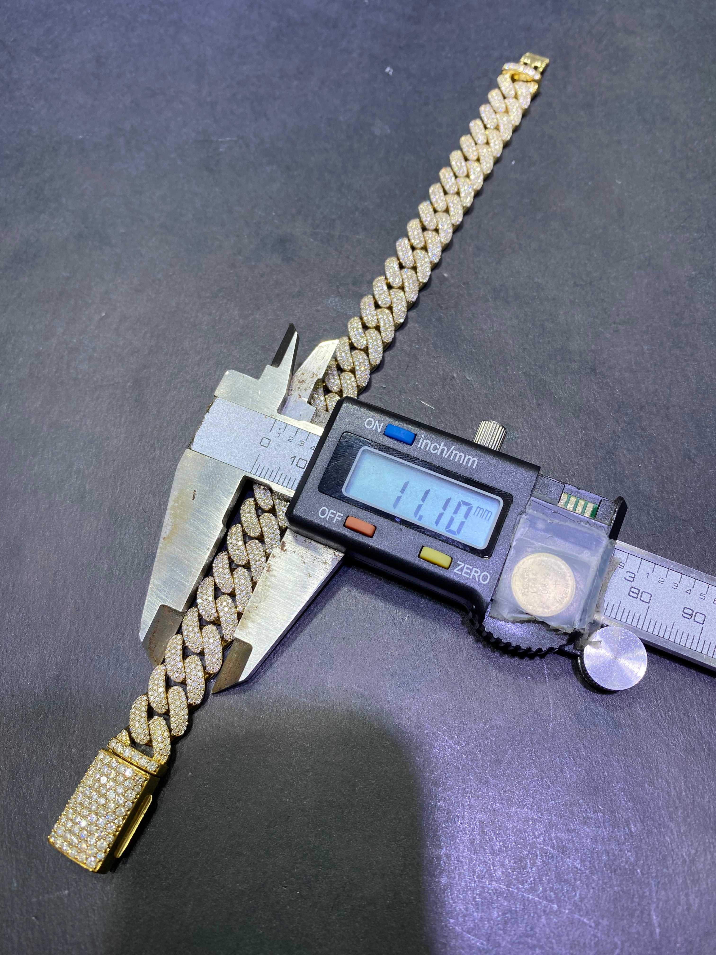 new “iced bustdown “miami cuban link bracelet 12ct.t.w.vs1 ,10k ,11mm