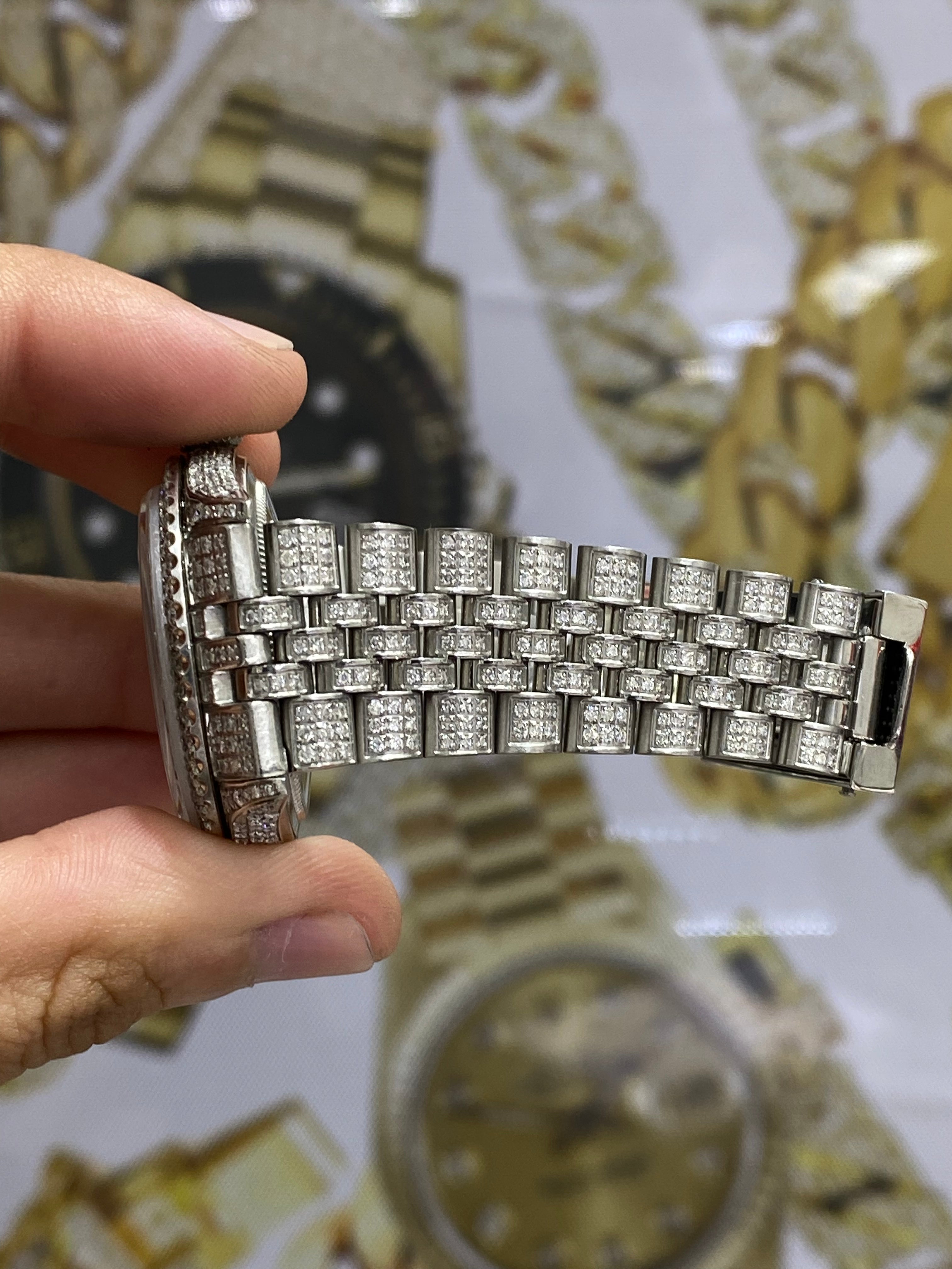 36mm rolex โiced bustdown โ 15cts natural diamond ๐ vs1