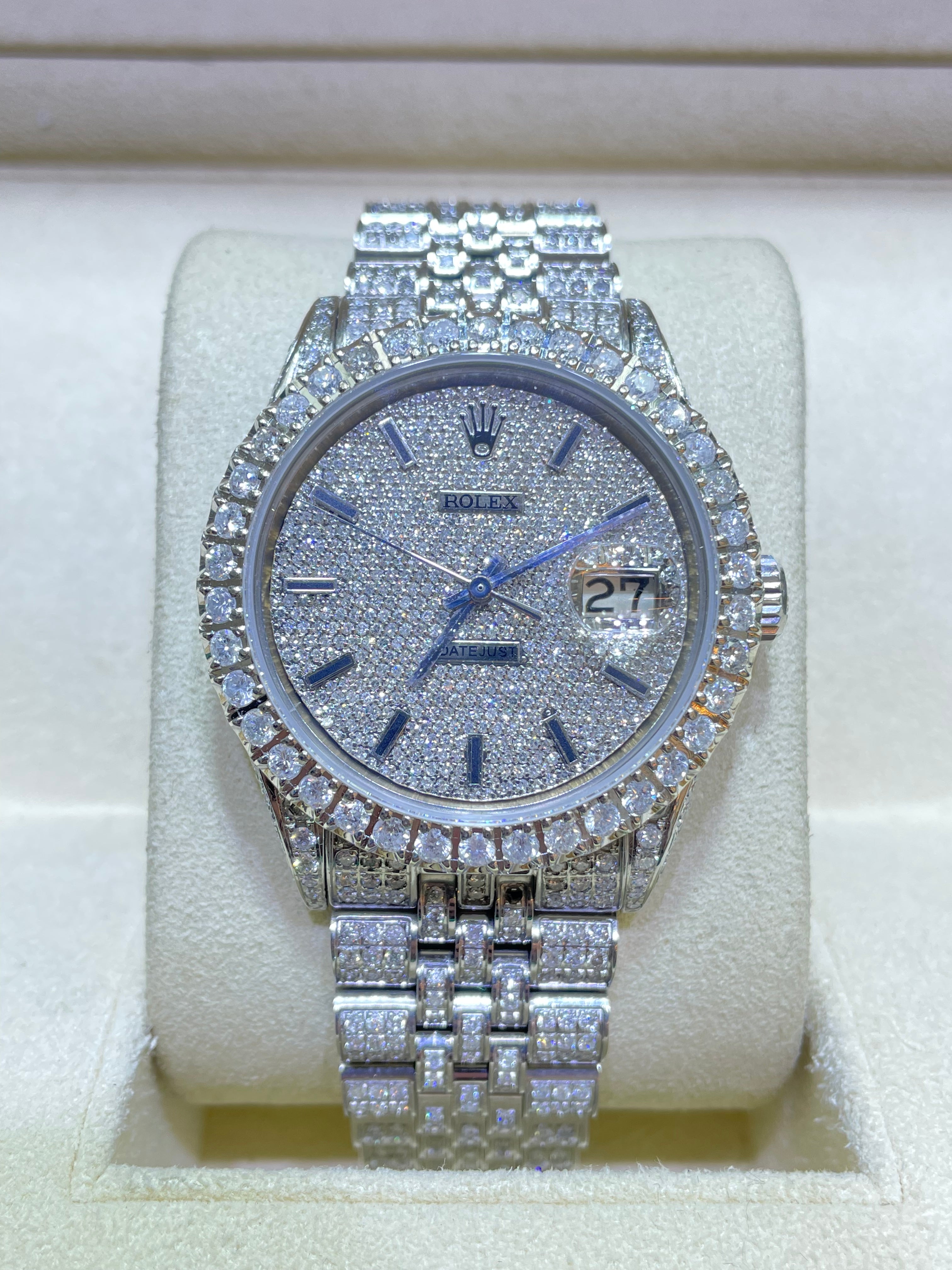 Iced Out Rolex 36mm 15cts Vvs1  “Iced Bust Down” Stick Dial