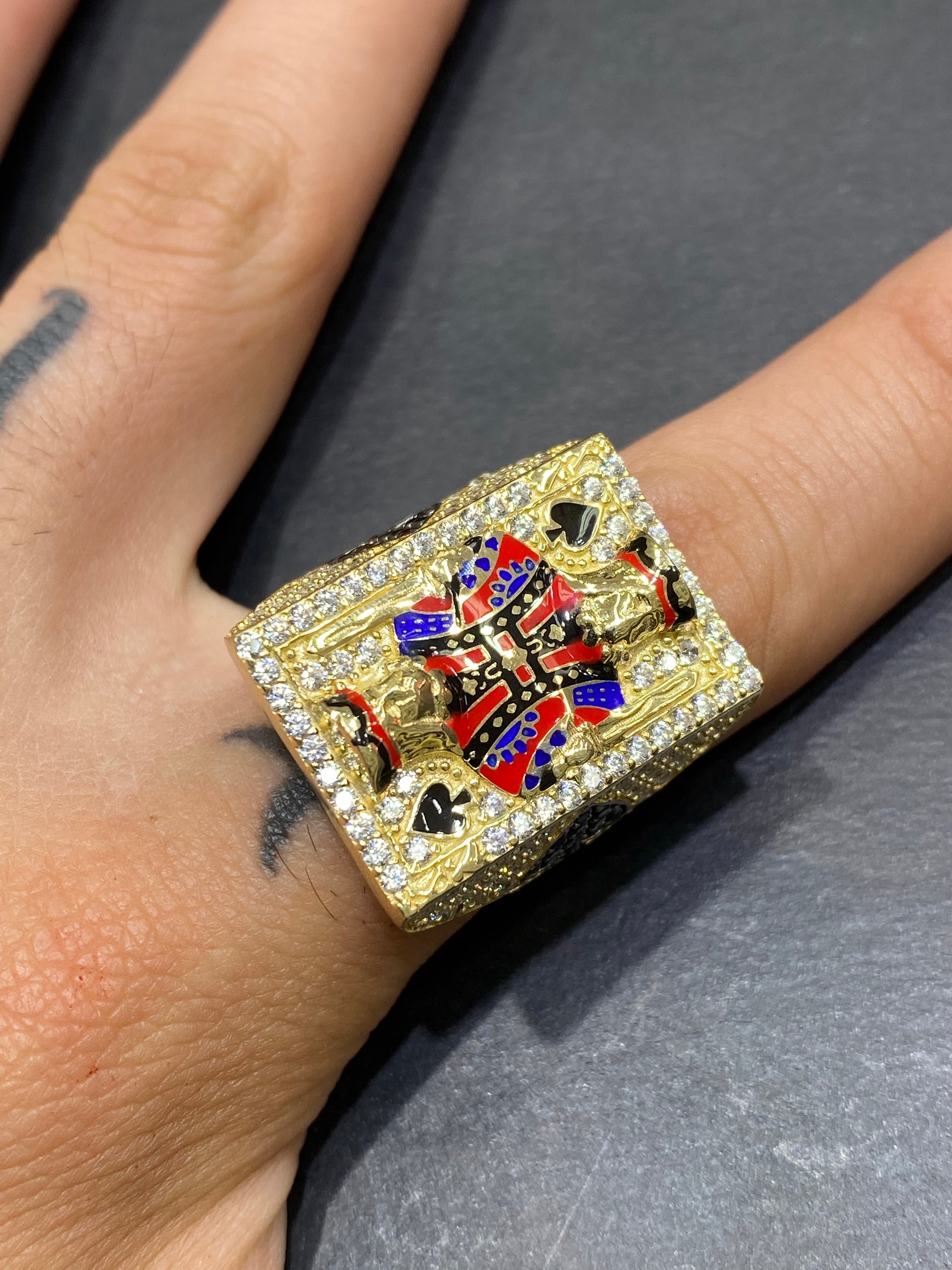 new 10k king ace of spades ring “sizing available “