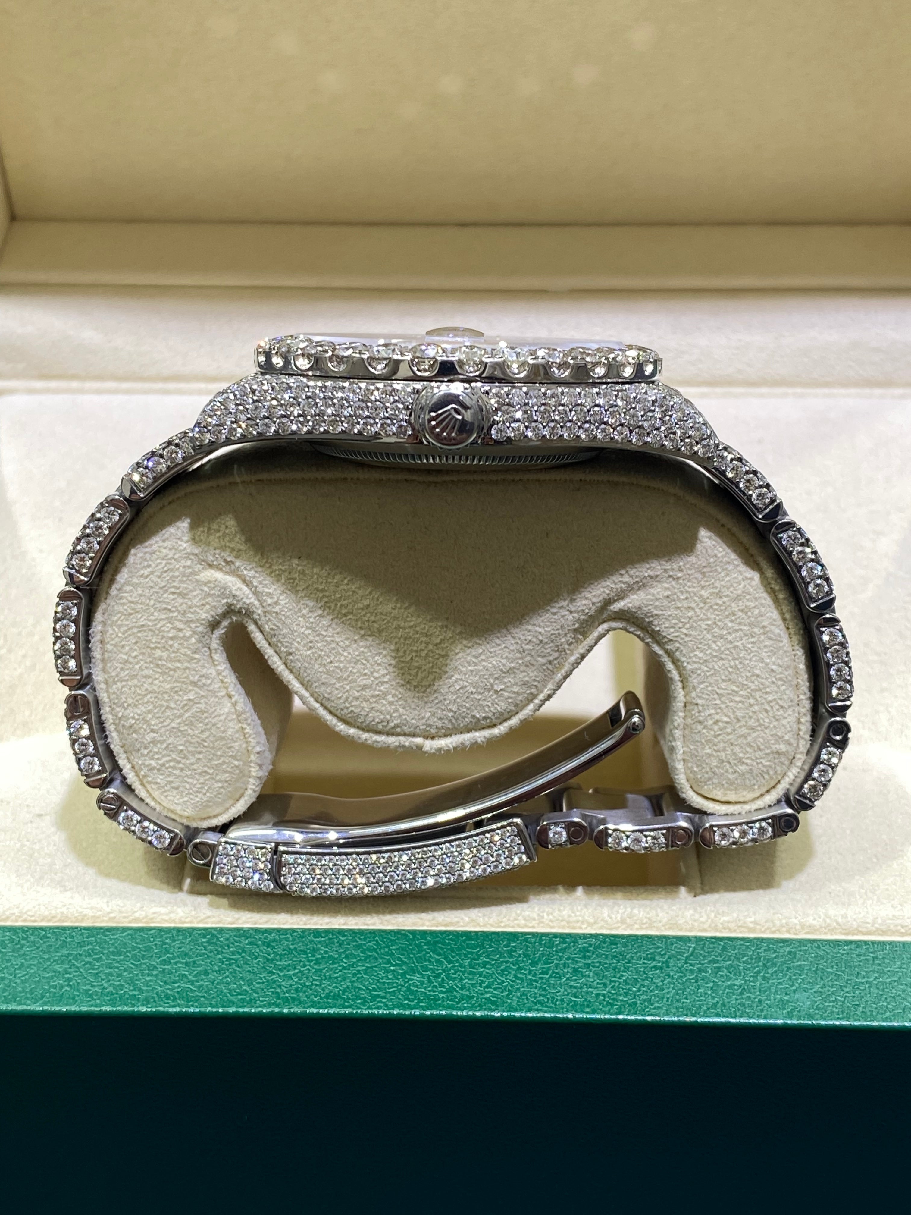 41mm rolex 2022 vvs1 natural diamonds 💎”iced bustdown “ 30 cts .t.w.