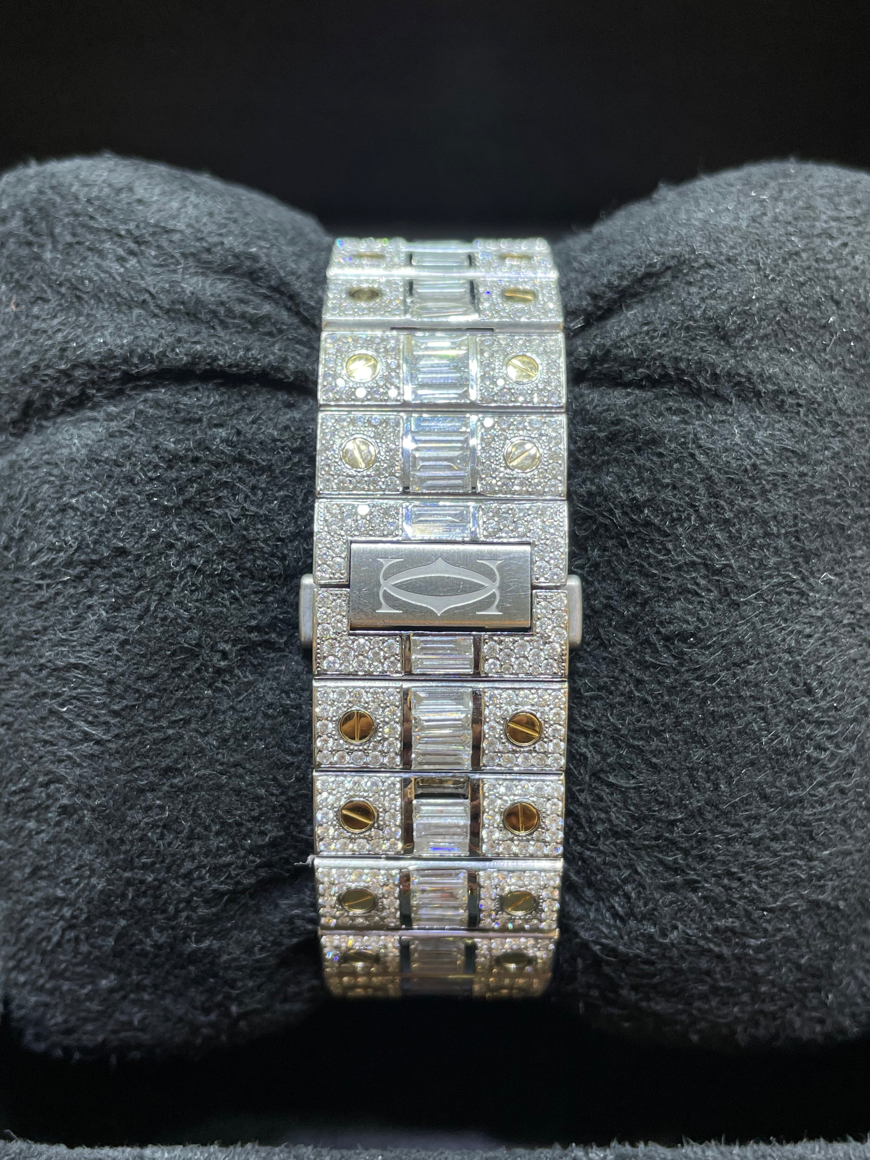 41 mm Cartier Santos xl “iced Bust down” Baguettes 32cts Natural Diamonds watch