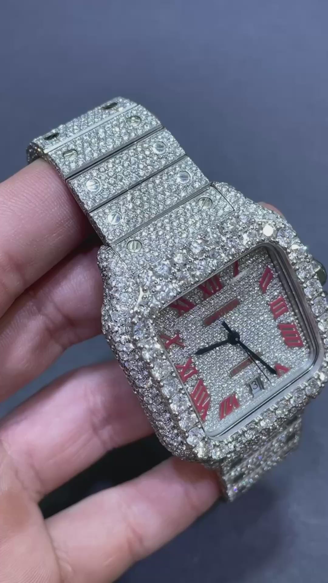 iced out cartier santos