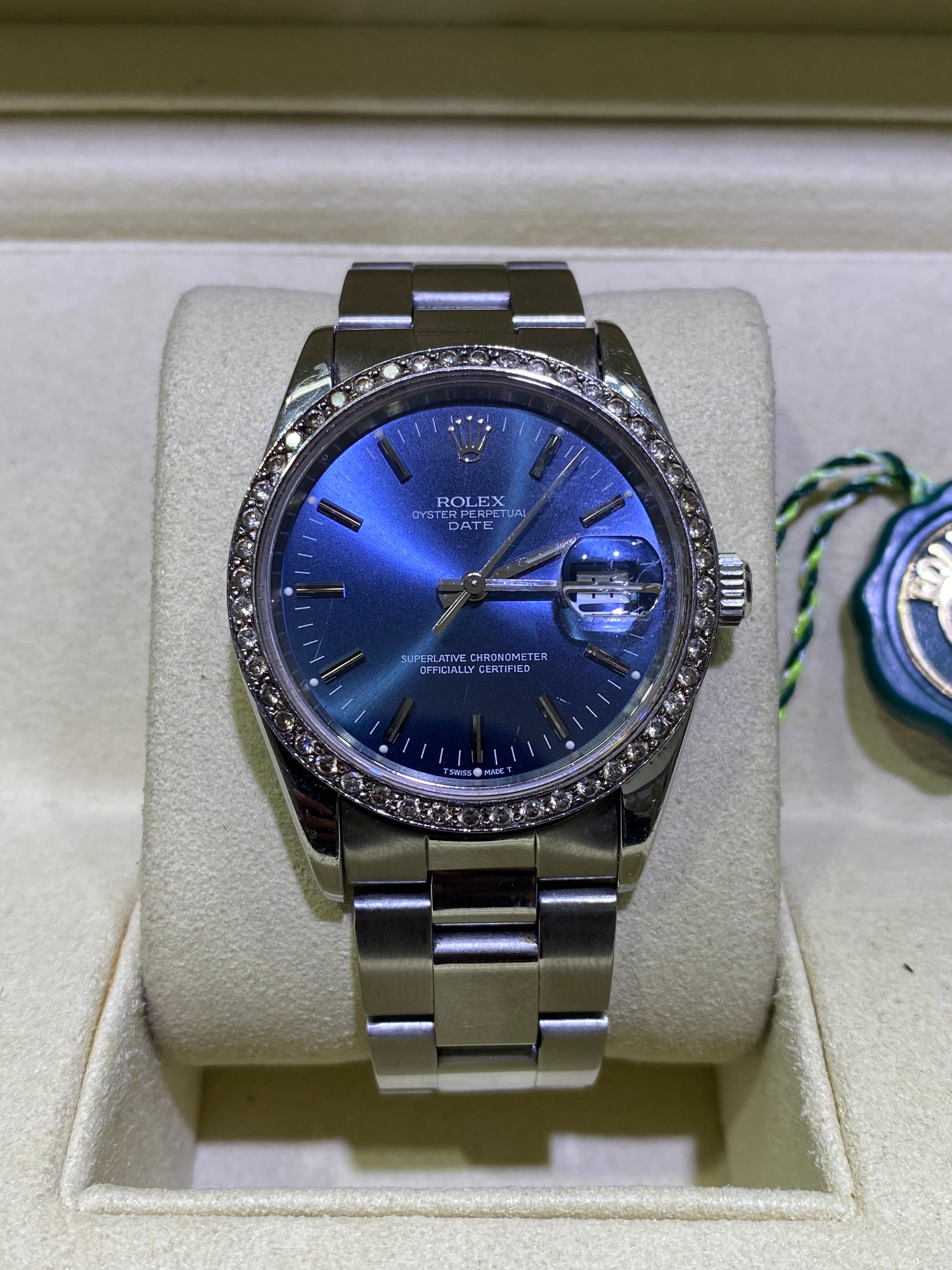 34 mm rolex diamond bezel unisex serviced and 1 year warranty
