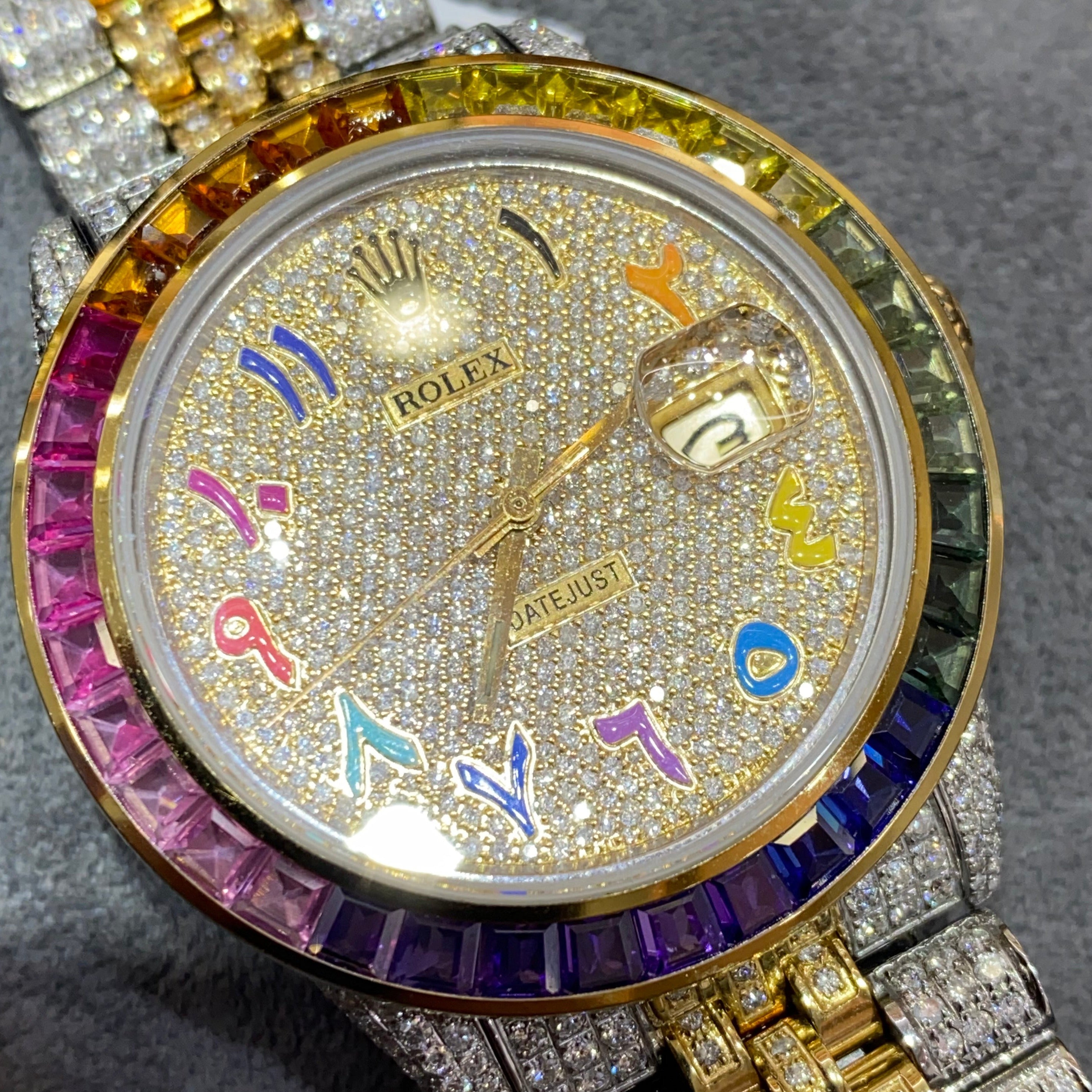 bust down rainbow rolex