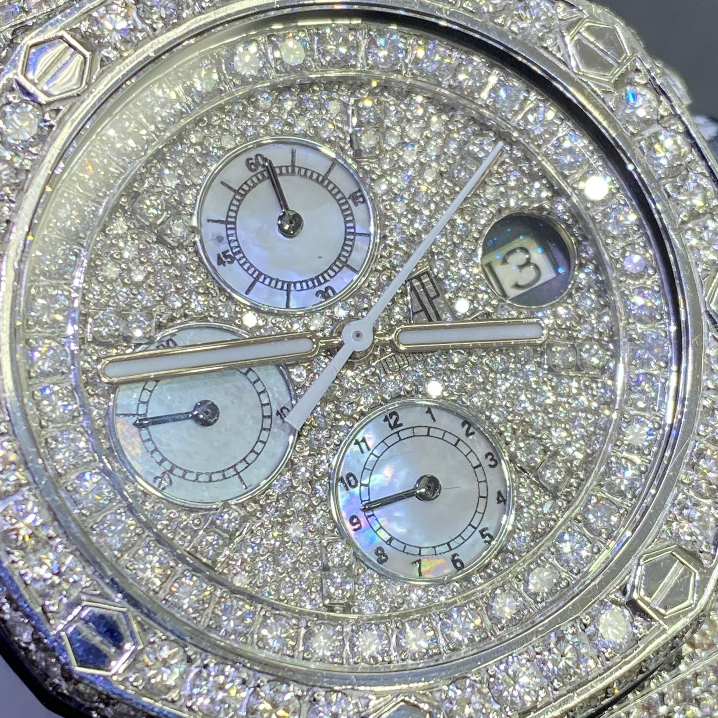 43mm Audemars Piguet “AP” Fully Iced Bust Down Watch 30 carats Vs1