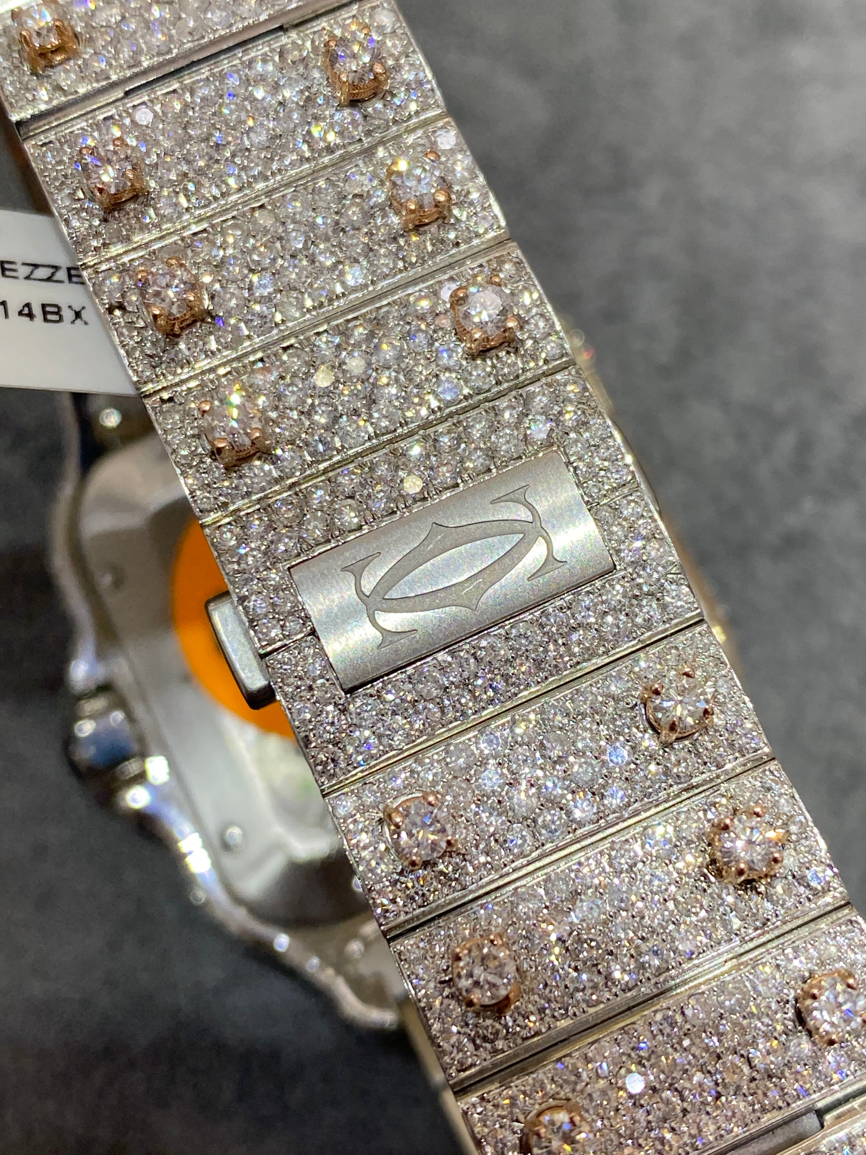 new 41mm cartier santos xl"iced bustdown" watch ๐ on screws 29 cts.t.w.๐ฅdial 1of1