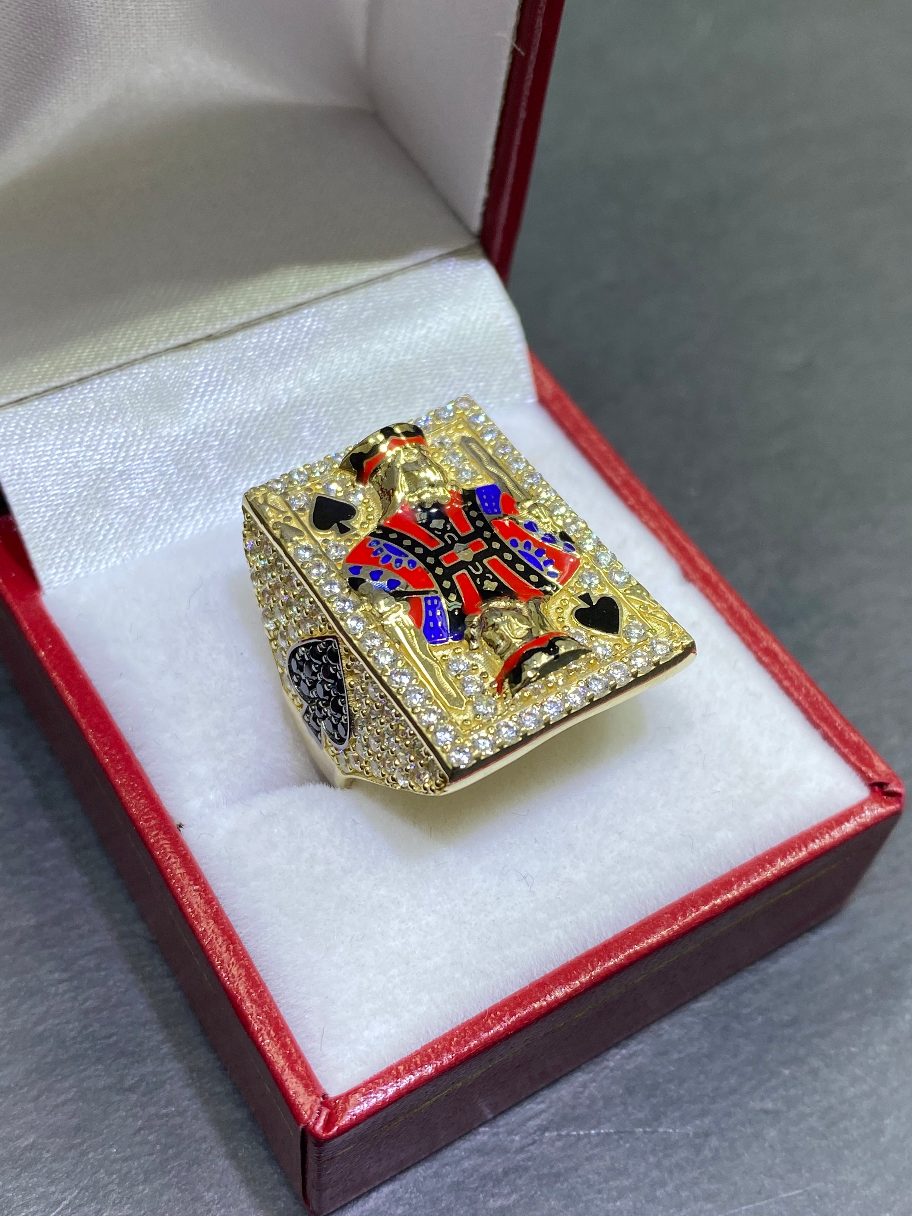 new 10k king ace of spades ring “sizing available “