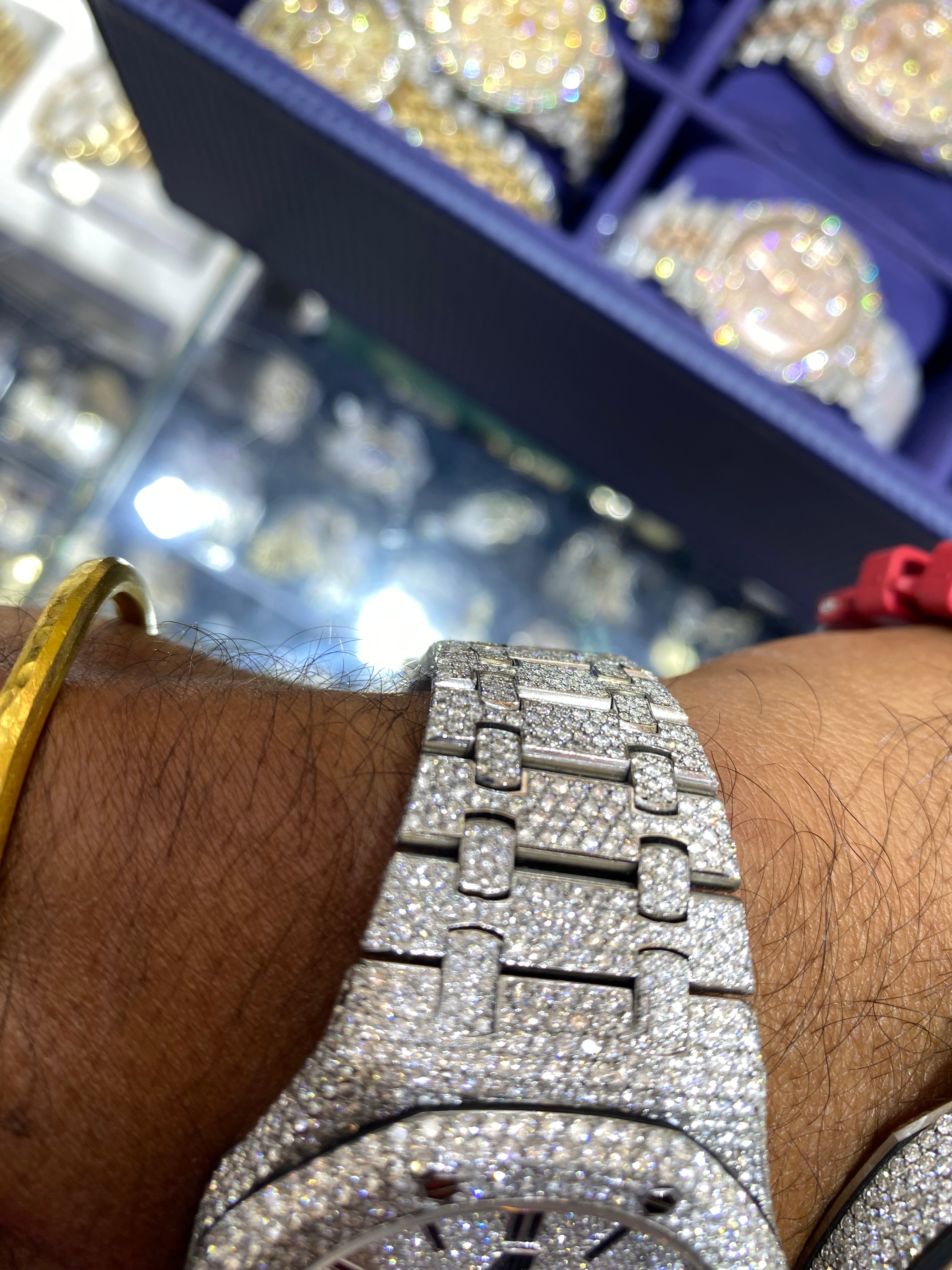 42mm Iced Out Audemar Piguet Watch 40 cts VVS1 Natural Diamonds "Iced Bust Down" AP Watch