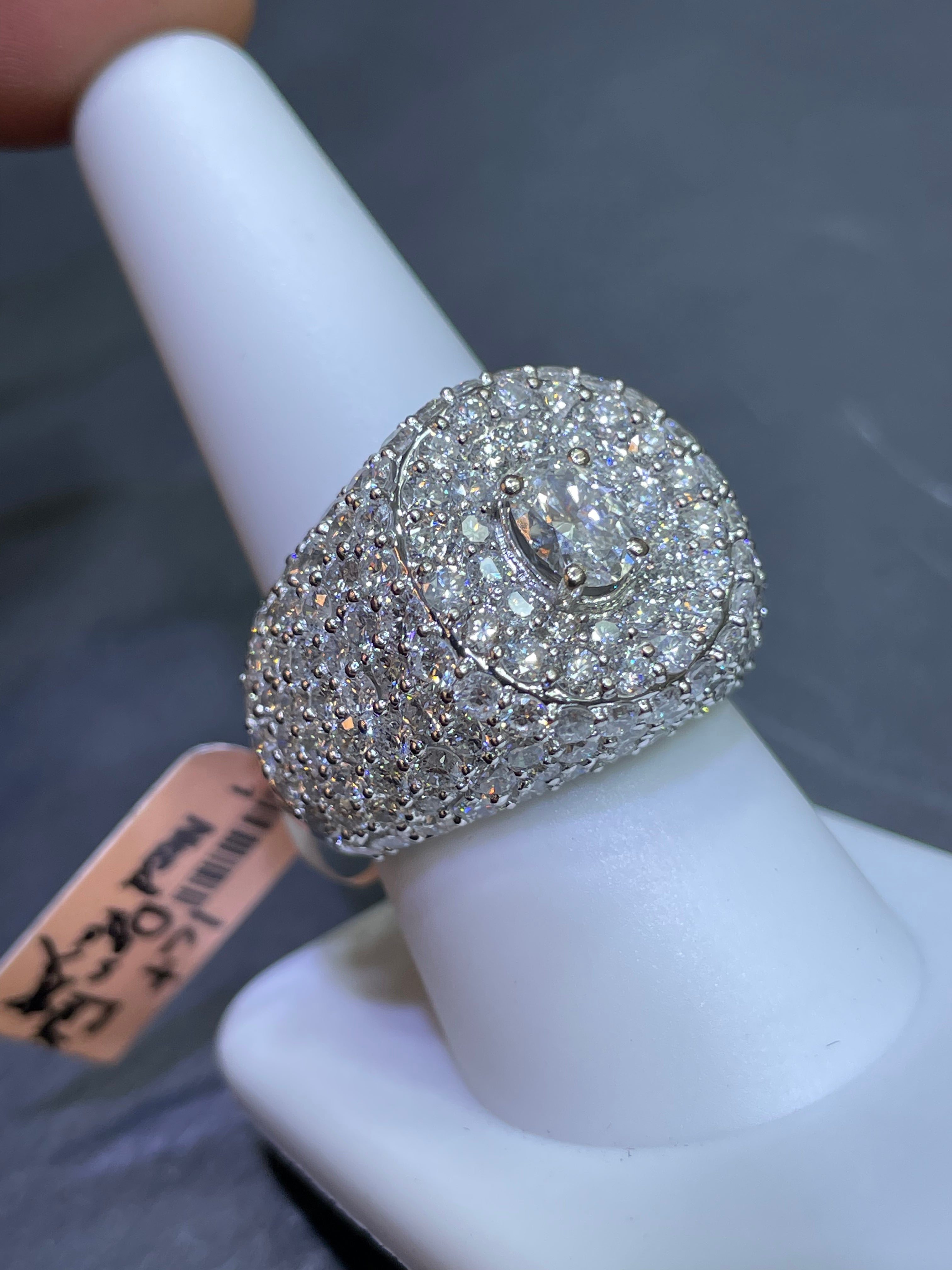 Custom Made Natural VVS1π White Gold 14k Ring 7 ct t.w.