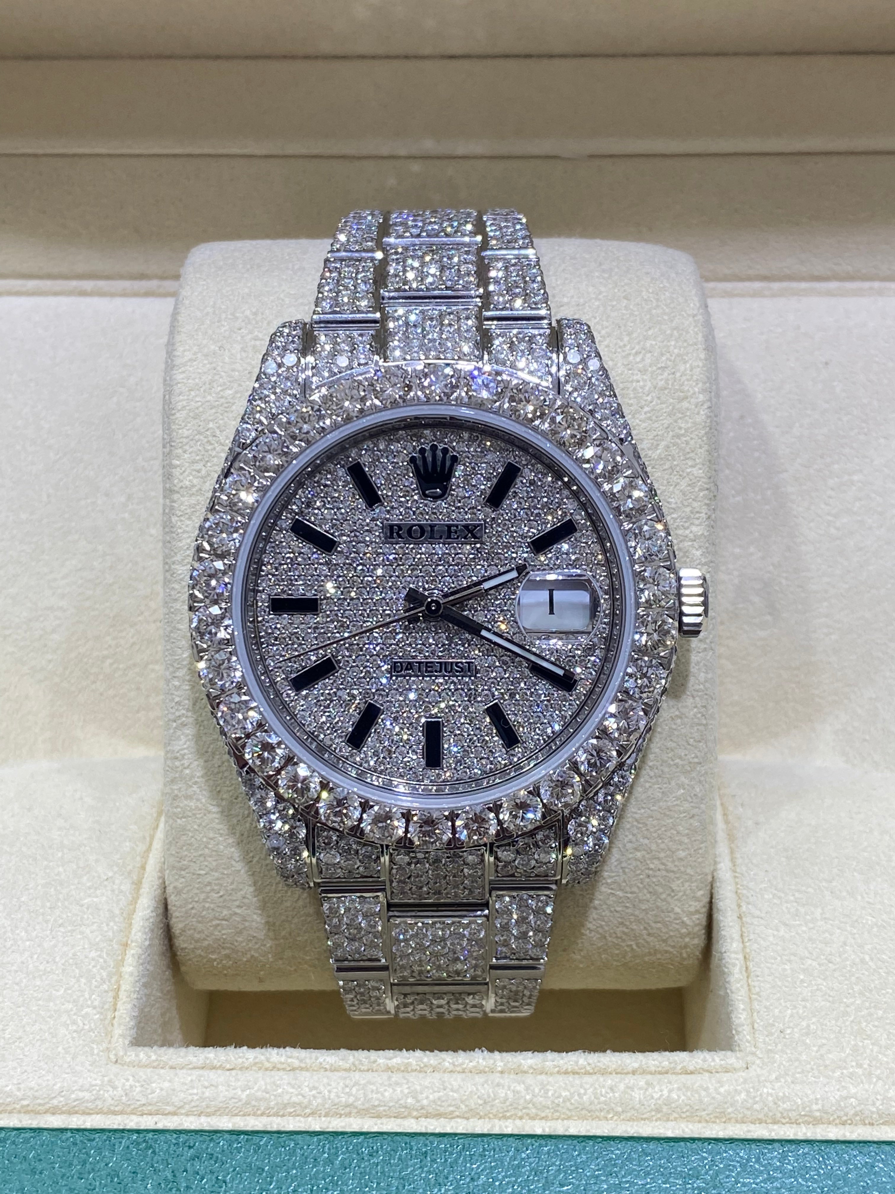 41mm rolex 2022 vvs1 natural diamonds 💎”iced bustdown “ 30 cts .t.w.