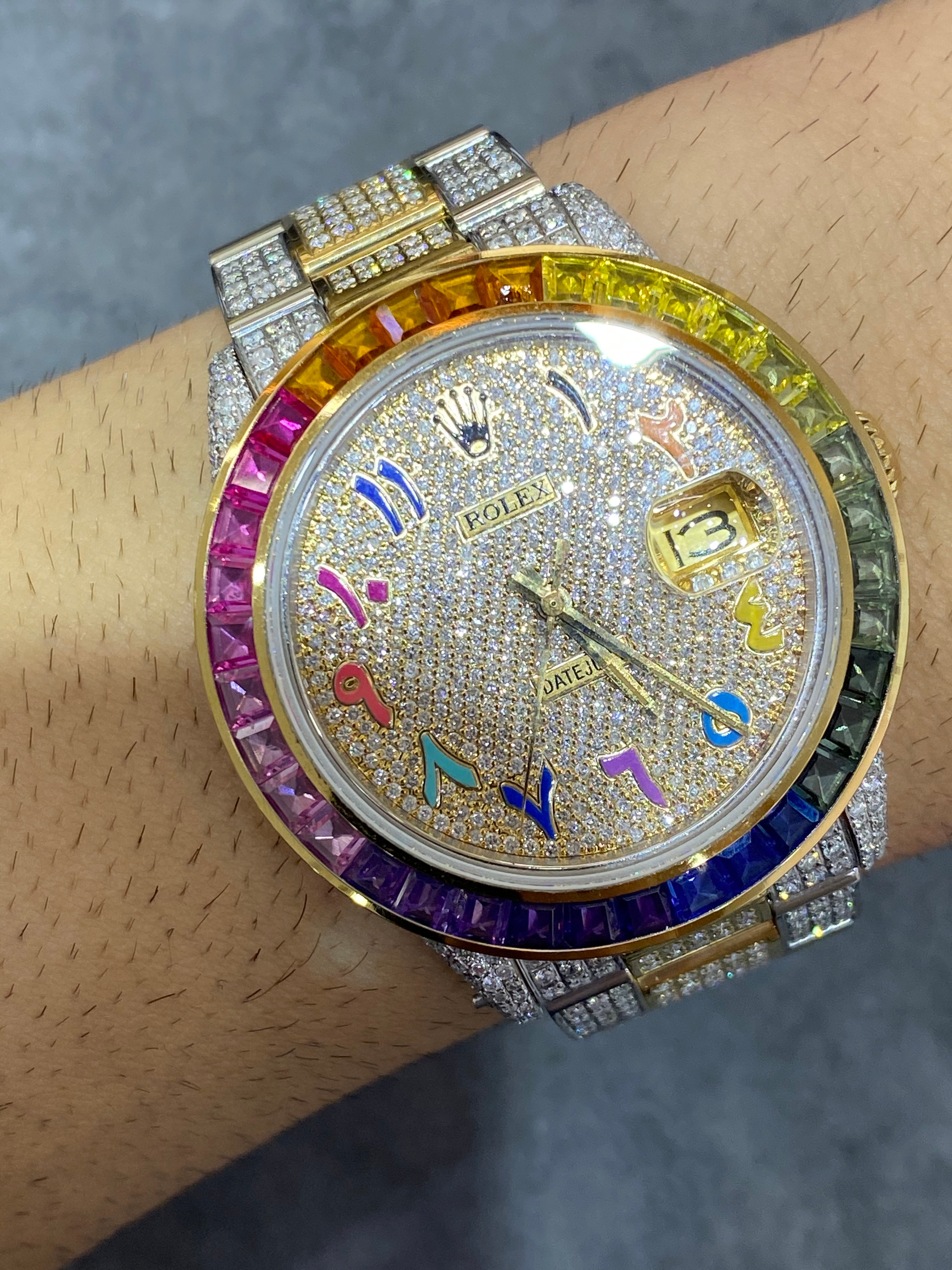 iced out rainbow rolex