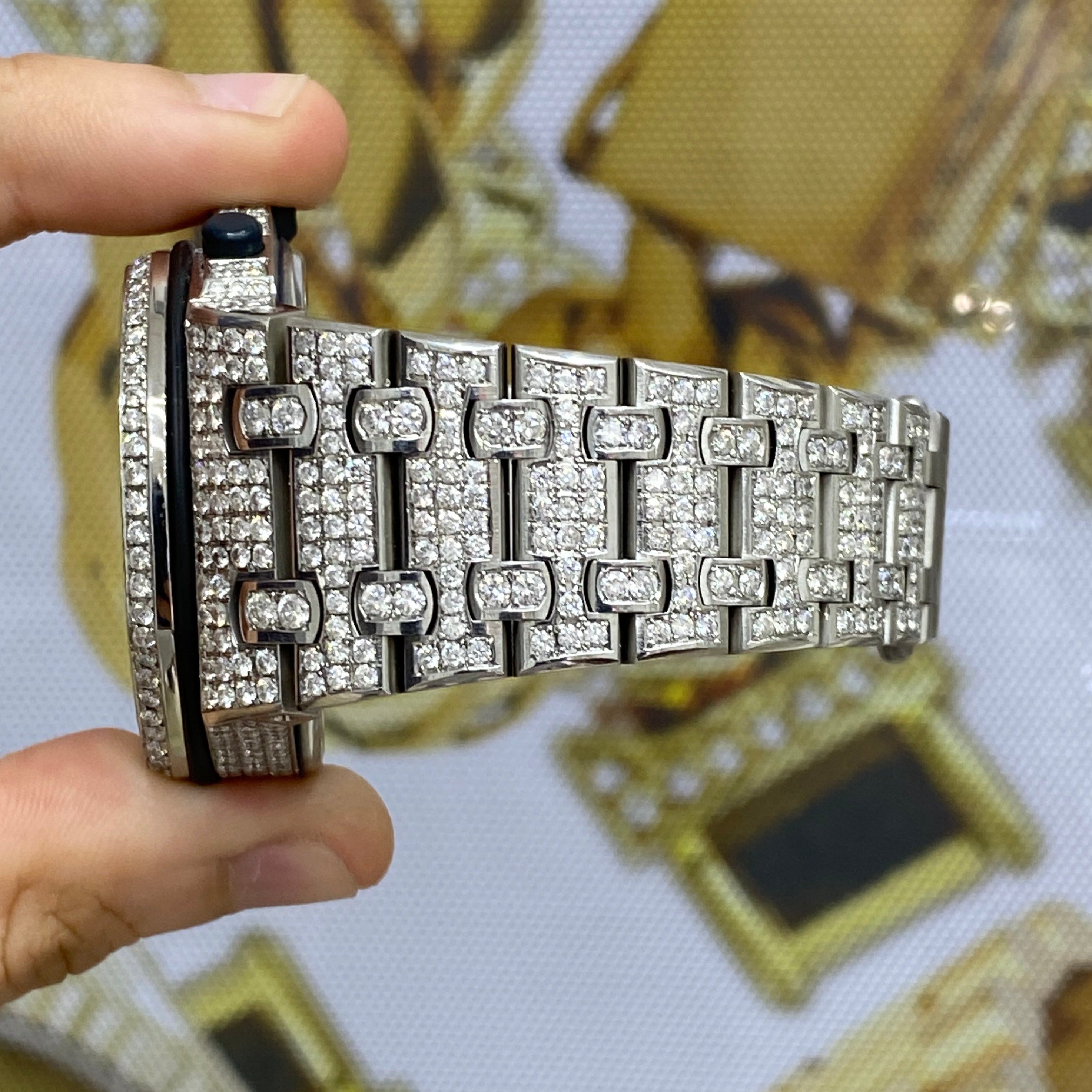 43mm Audemars Piguet “AP” Fully Iced Bust Down Watch 30 carats Vs1