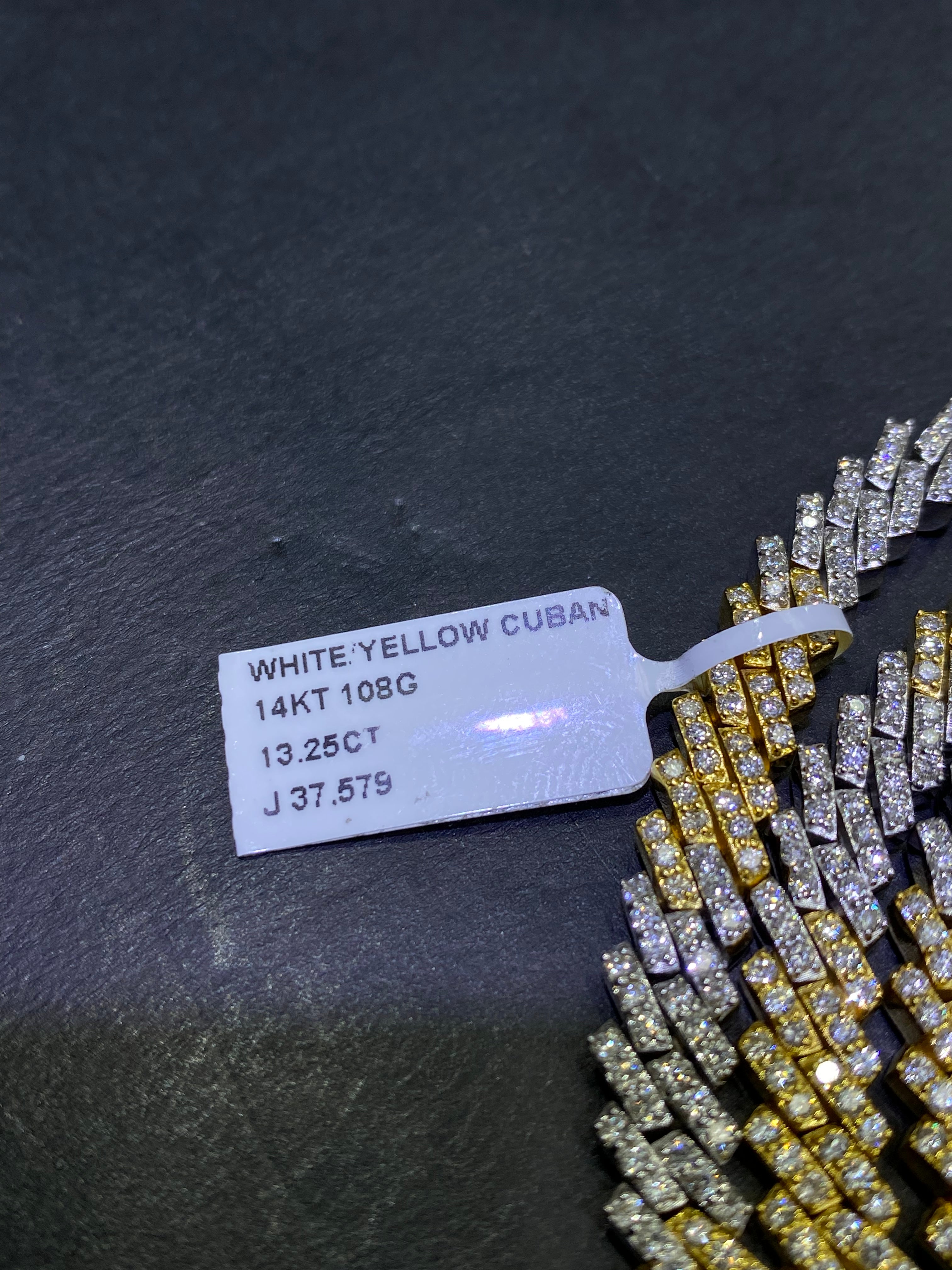 14k "Iced Bust Down" Miami Cuban link chain 109 grams 13.8 cts natural diamonds vs1
