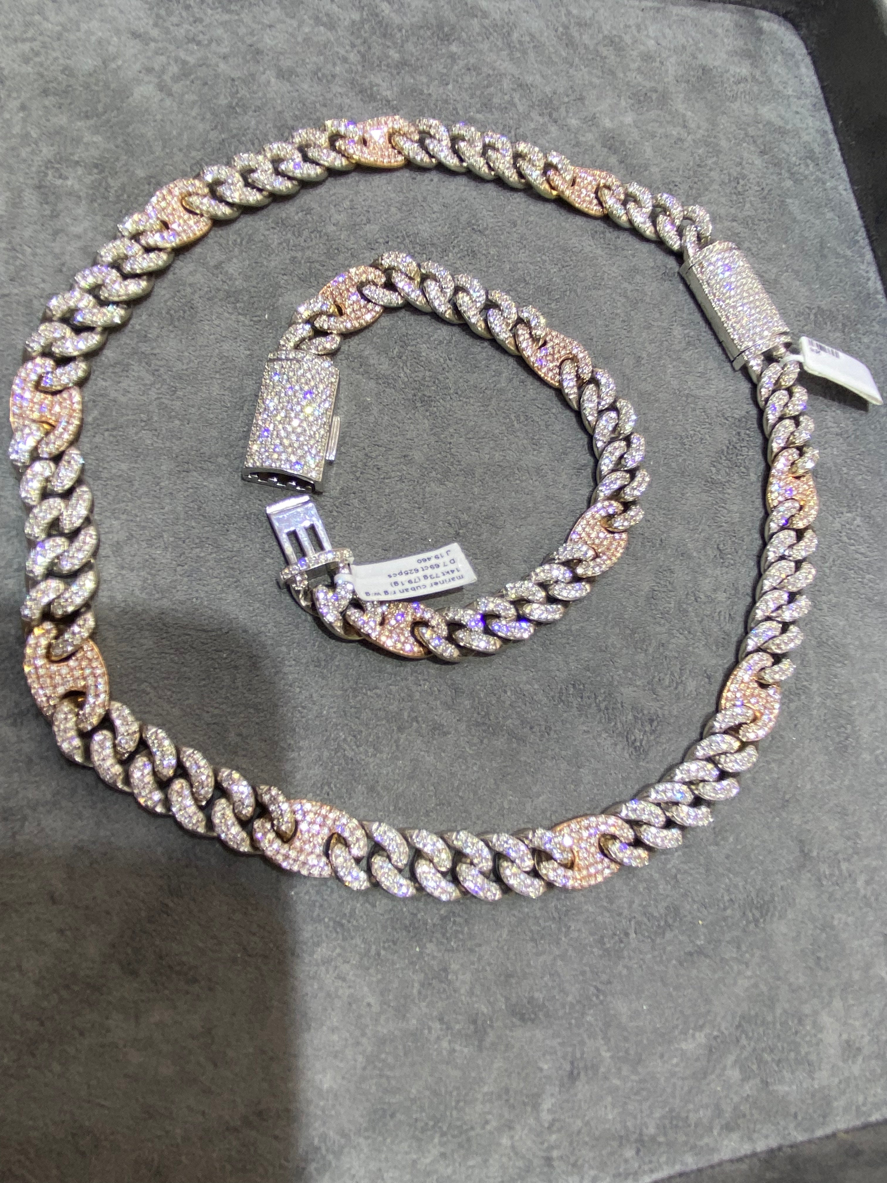 14k Vs1 natural diamonds 💎 Mariner Cuban link 20 cts.t.w chain