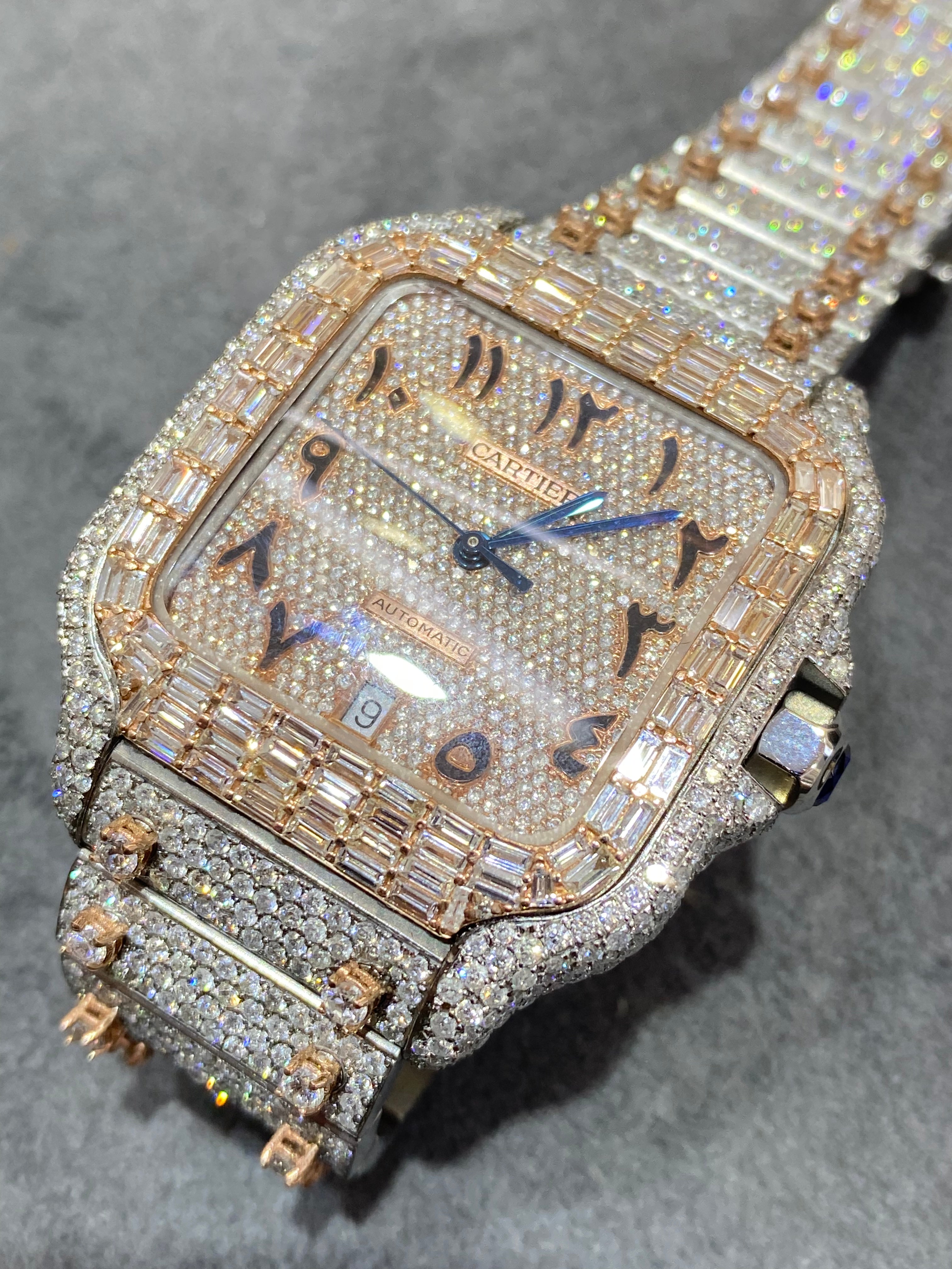 new 41mm cartier santos xl"iced bustdown" watch ๐ on screws 29 cts.t.w.๐ฅdial 1of1