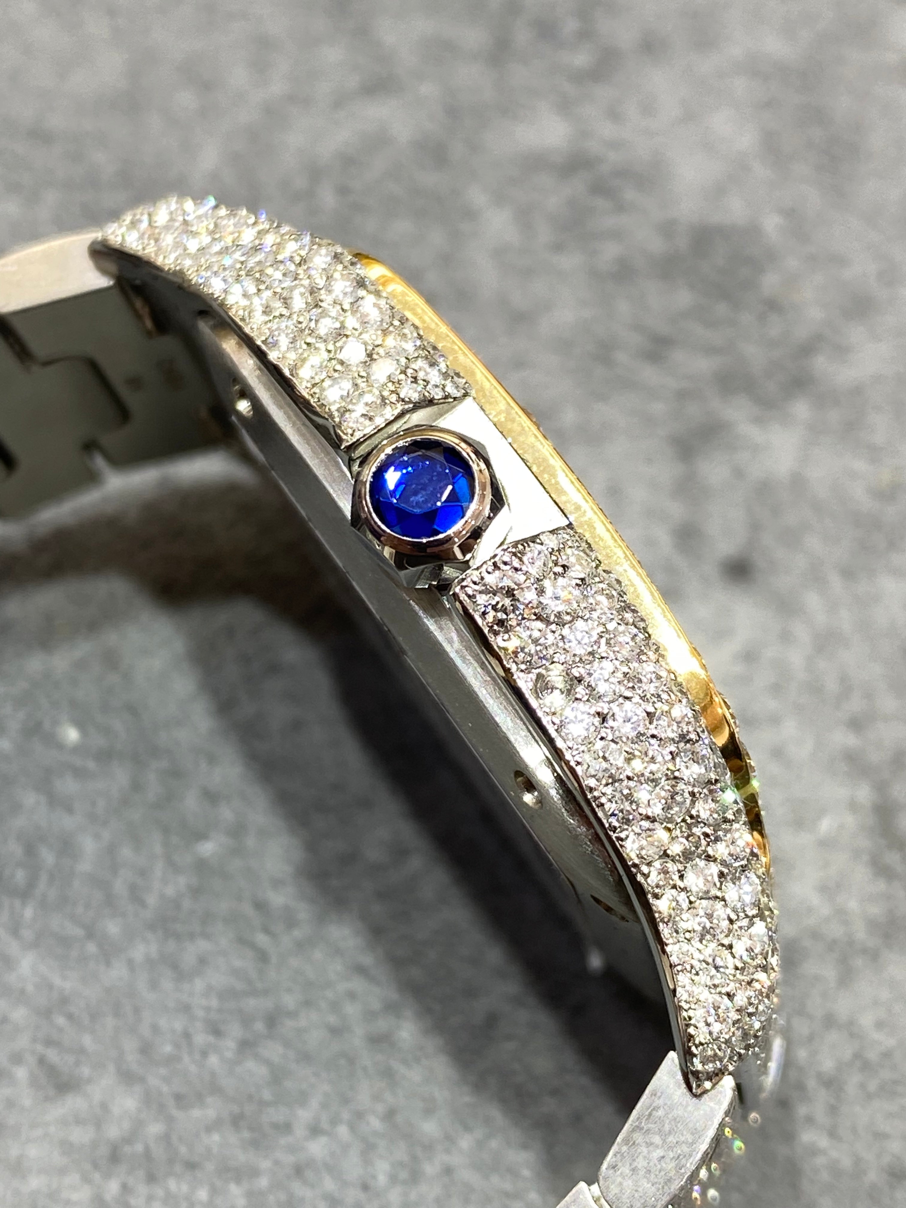41mm cartier santos xl “iced bustdown “ 2-tone 18k screws 22cts.t.w. natural diamonds 💎