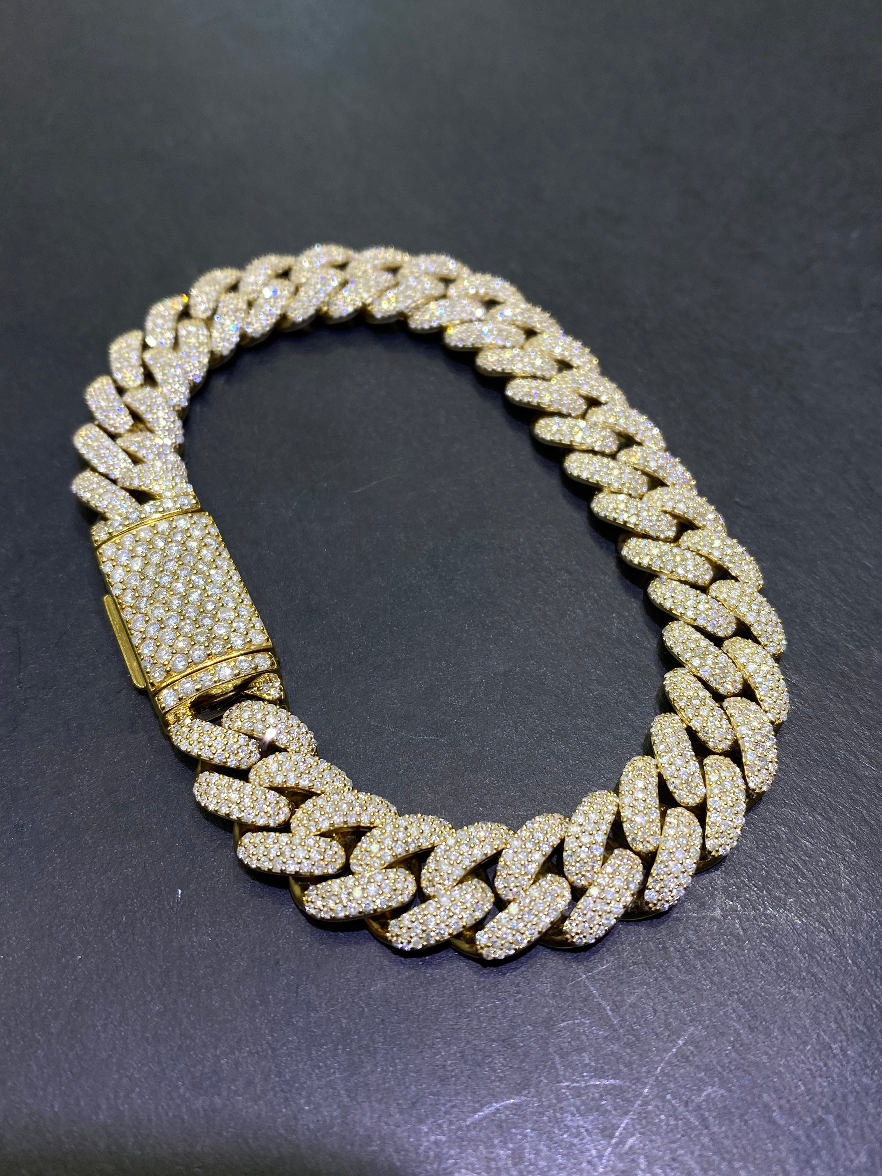 new “iced bustdown “miami cuban link bracelet 12ct.t.w.vs1 ,10k ,11mm