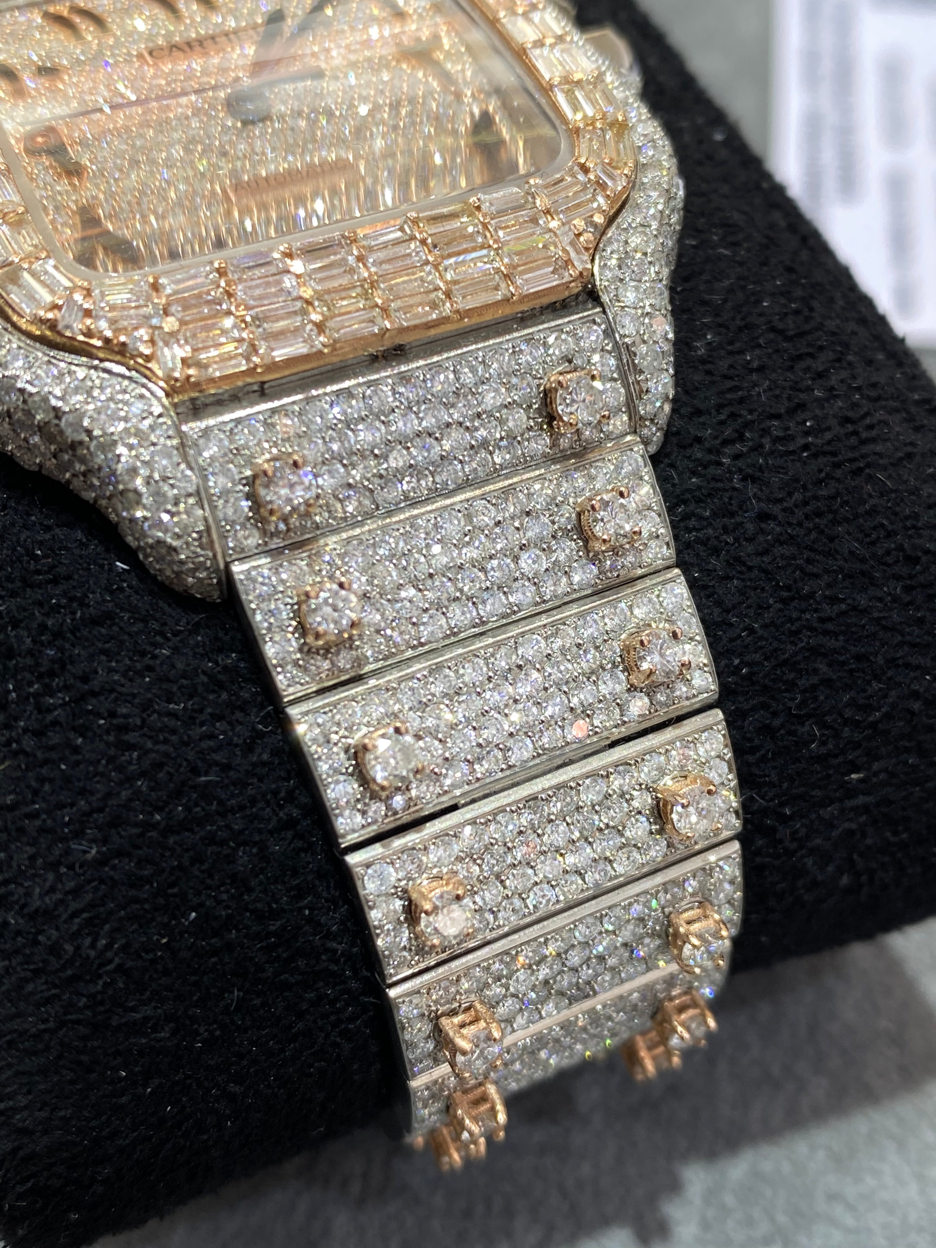 new 41mm cartier santos xl"iced bustdown" watch ๐ on screws 29 cts.t.w.๐ฅdial 1of1