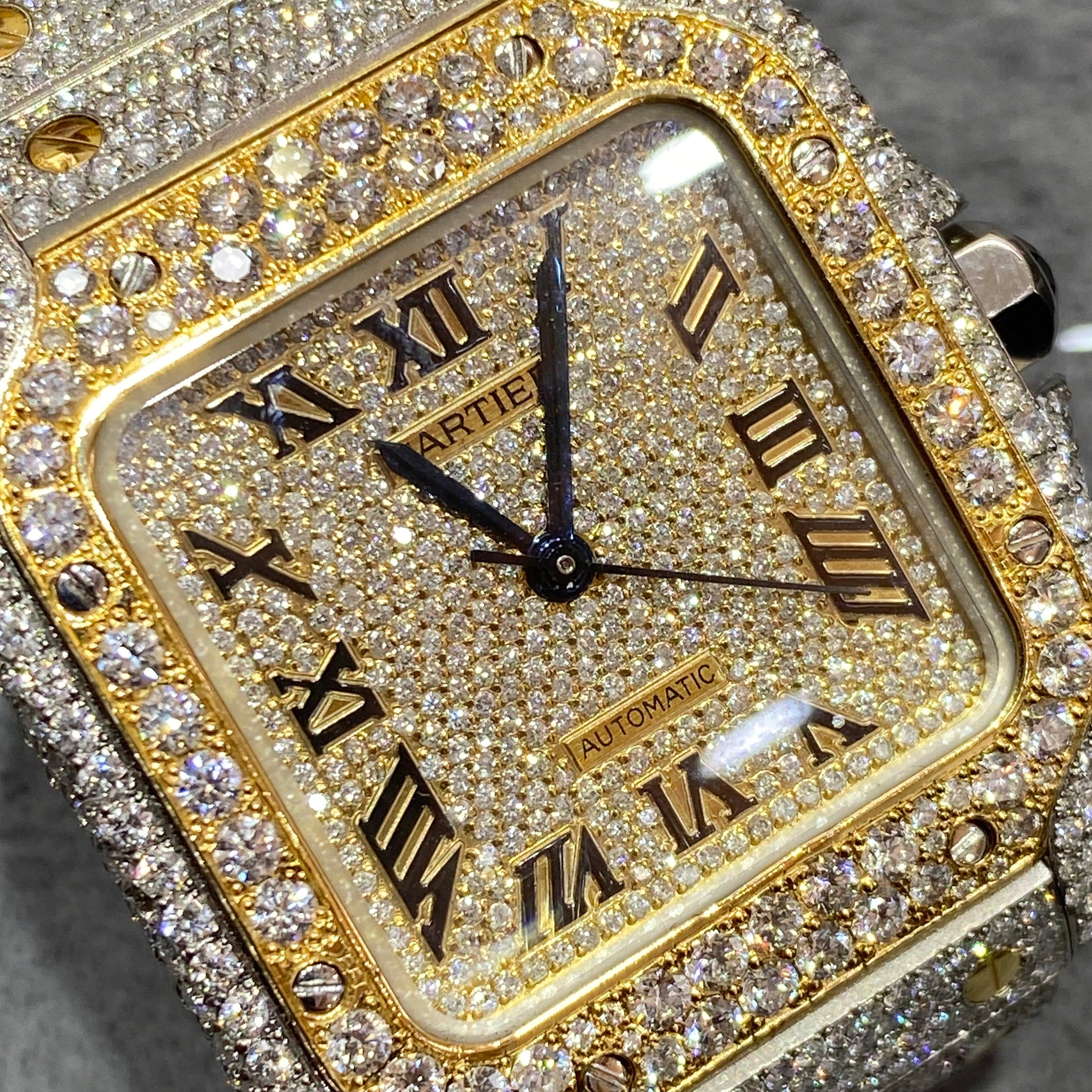 41mm cartier santos xl “iced bustdown “ 2-tone 18k screws 22cts.t.w. natural diamonds 💎