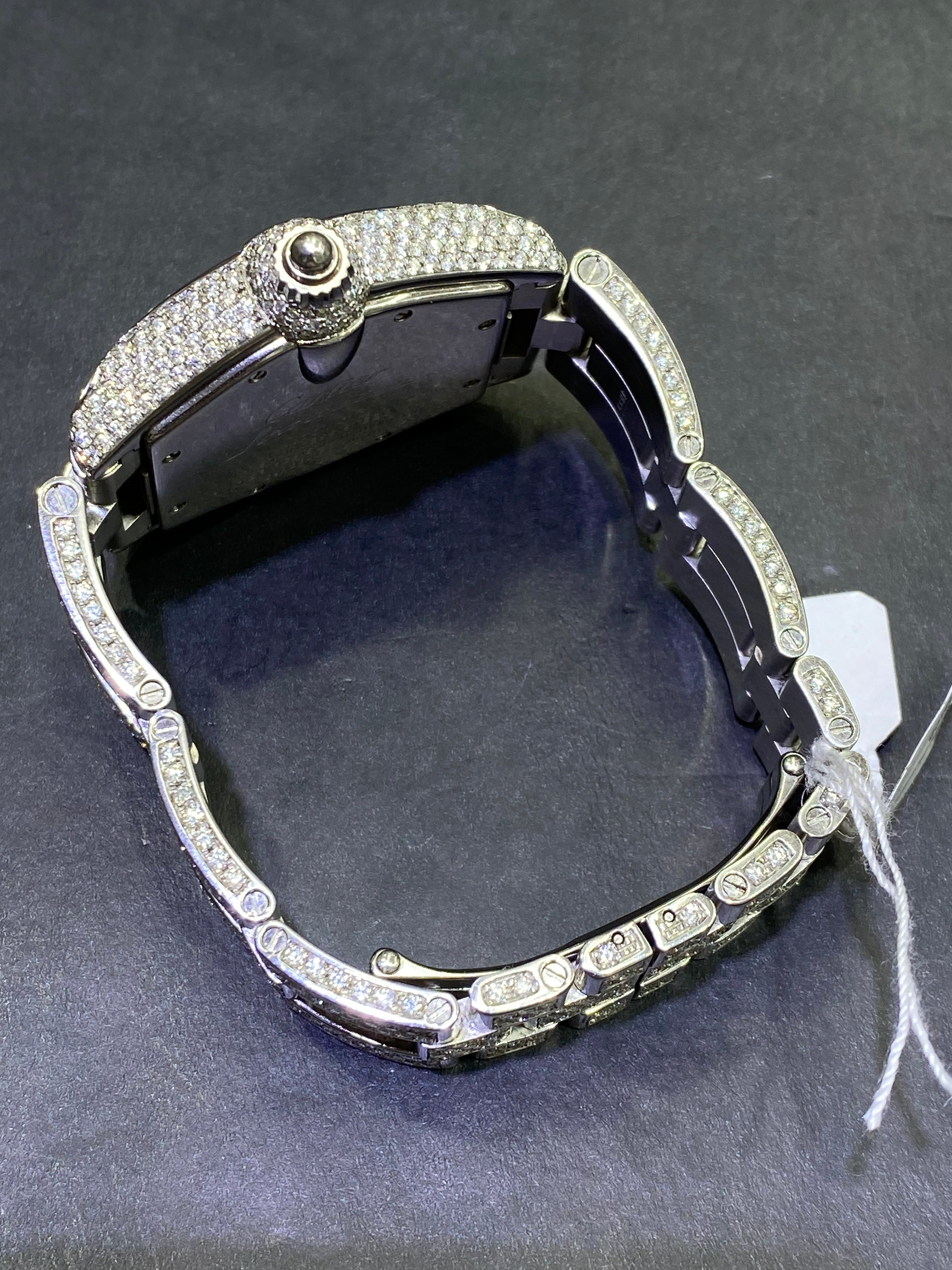 36mm Cartier Roadster 20 cts Vvs1 iced Bustdown 1of 1 "iced out" cartier bust down watch stainless steel