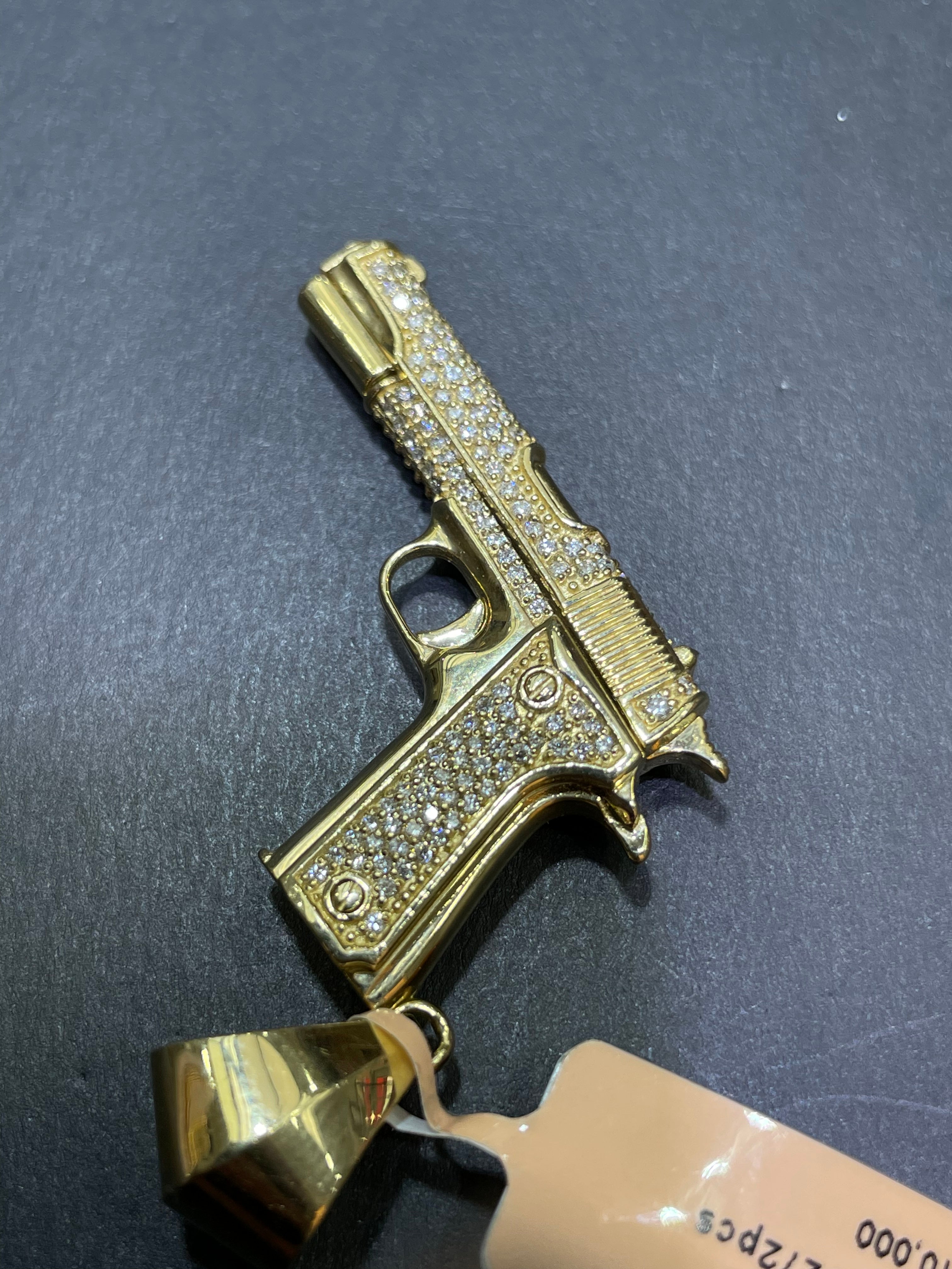 14k Vs1 Diamond Gun Charm
