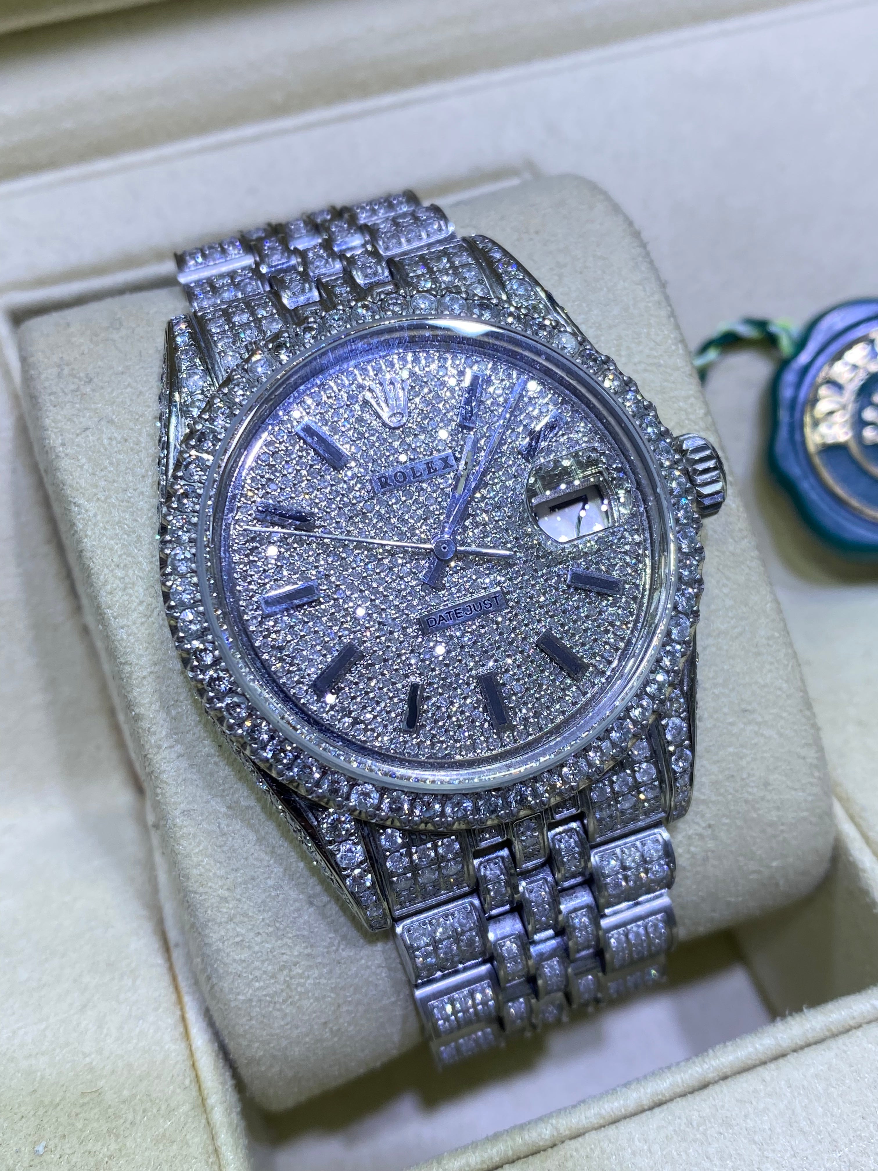 36mm rolex โiced bustdown โ 15cts natural diamond ๐ vs1