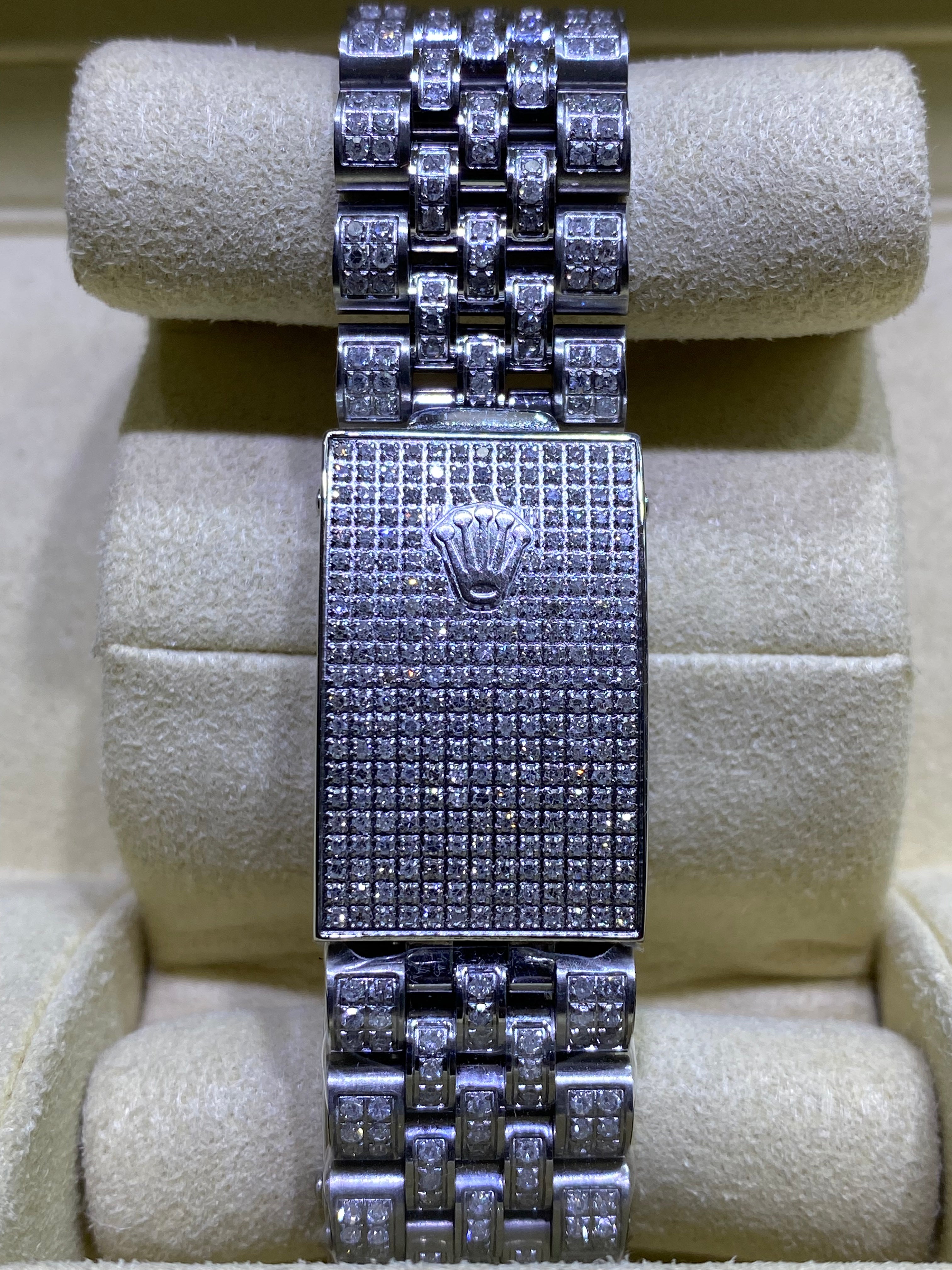 36mm rolex stainless steel#1601 double bezel “iced bustdown “ vs1 natural diamonds 💎 15cts.t.w.