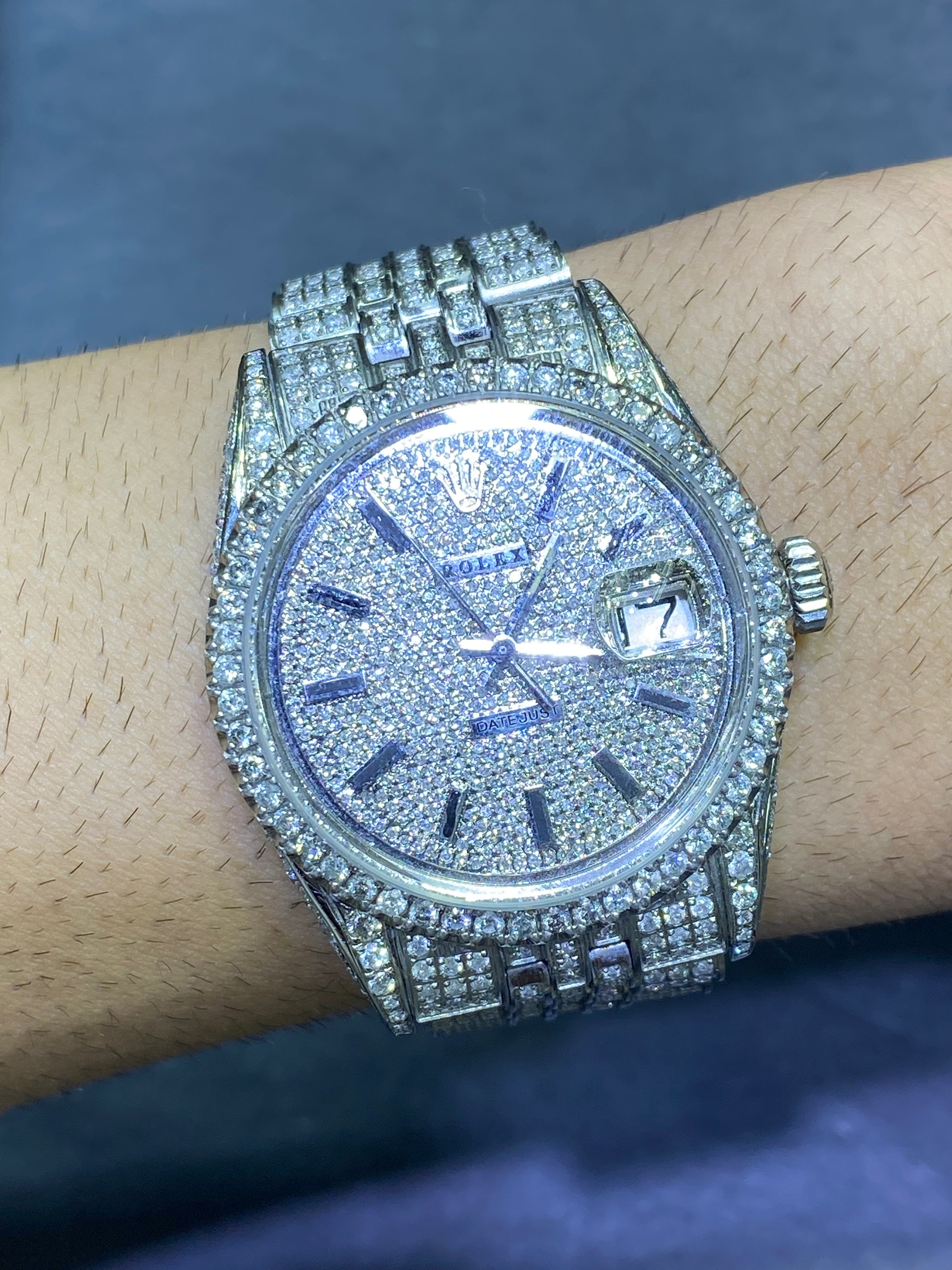 36mm rolex โiced bustdown โ 15cts natural diamond ๐ vs1