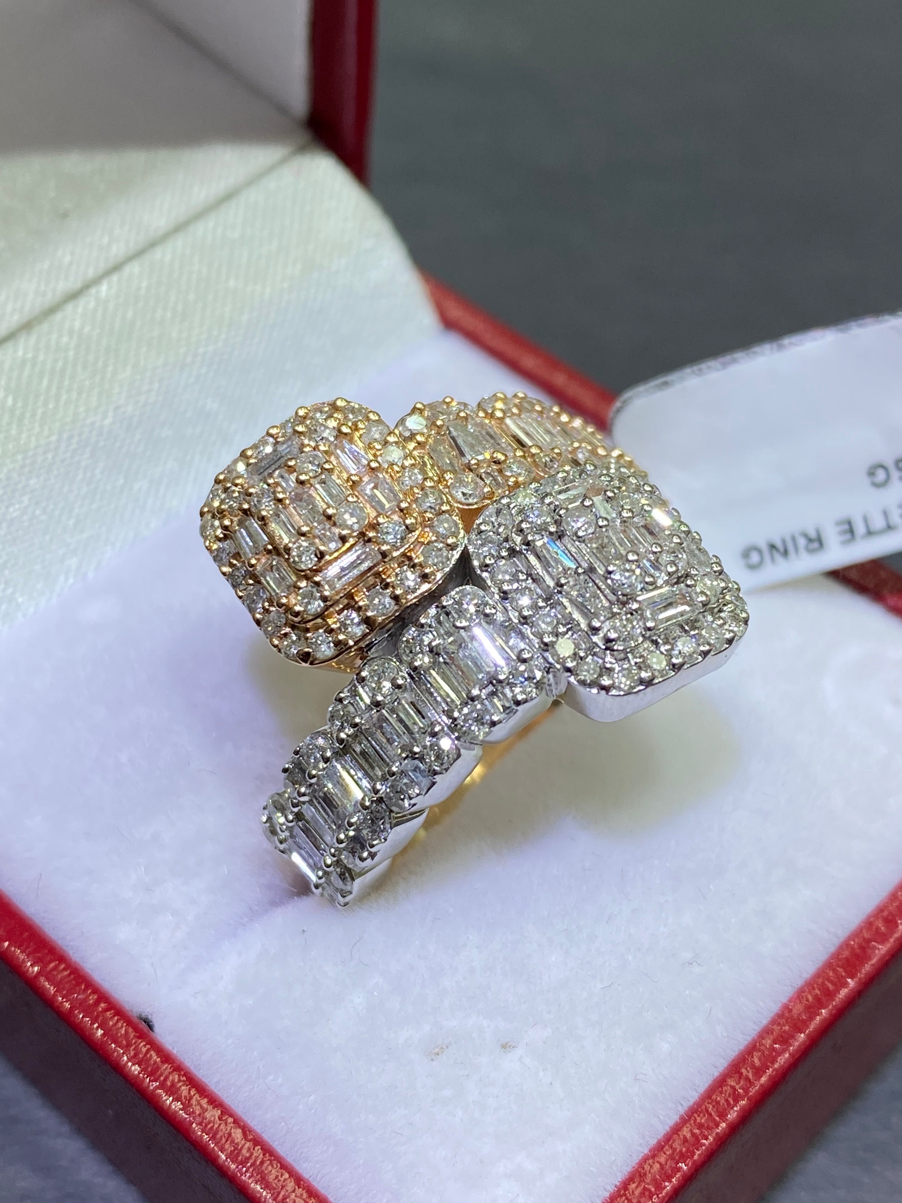 new 14k white ,rose,or yellow 2 carat vs1 natural diamonds baguettes ring