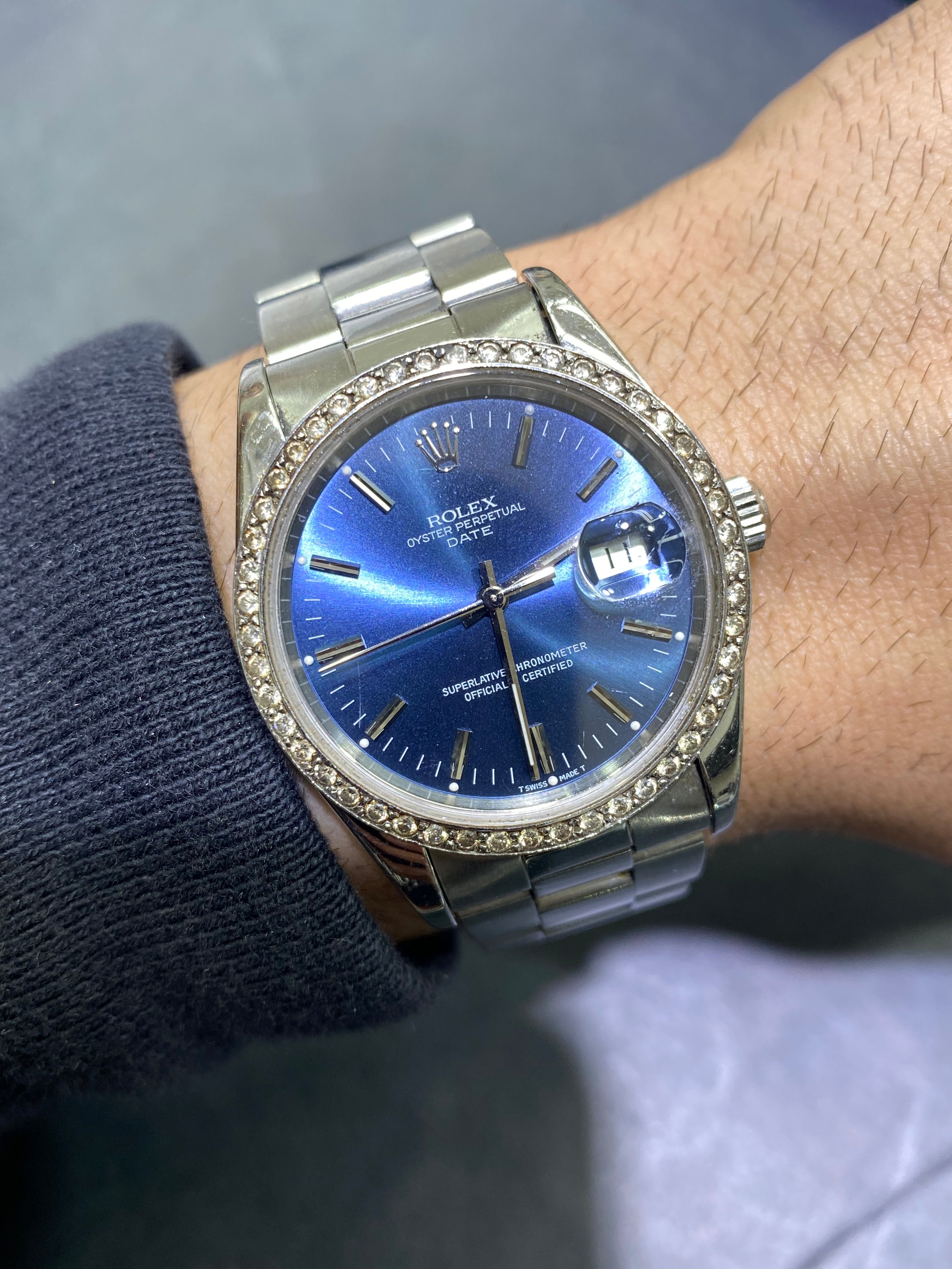 34 mm rolex diamond bezel unisex serviced and 1 year warranty