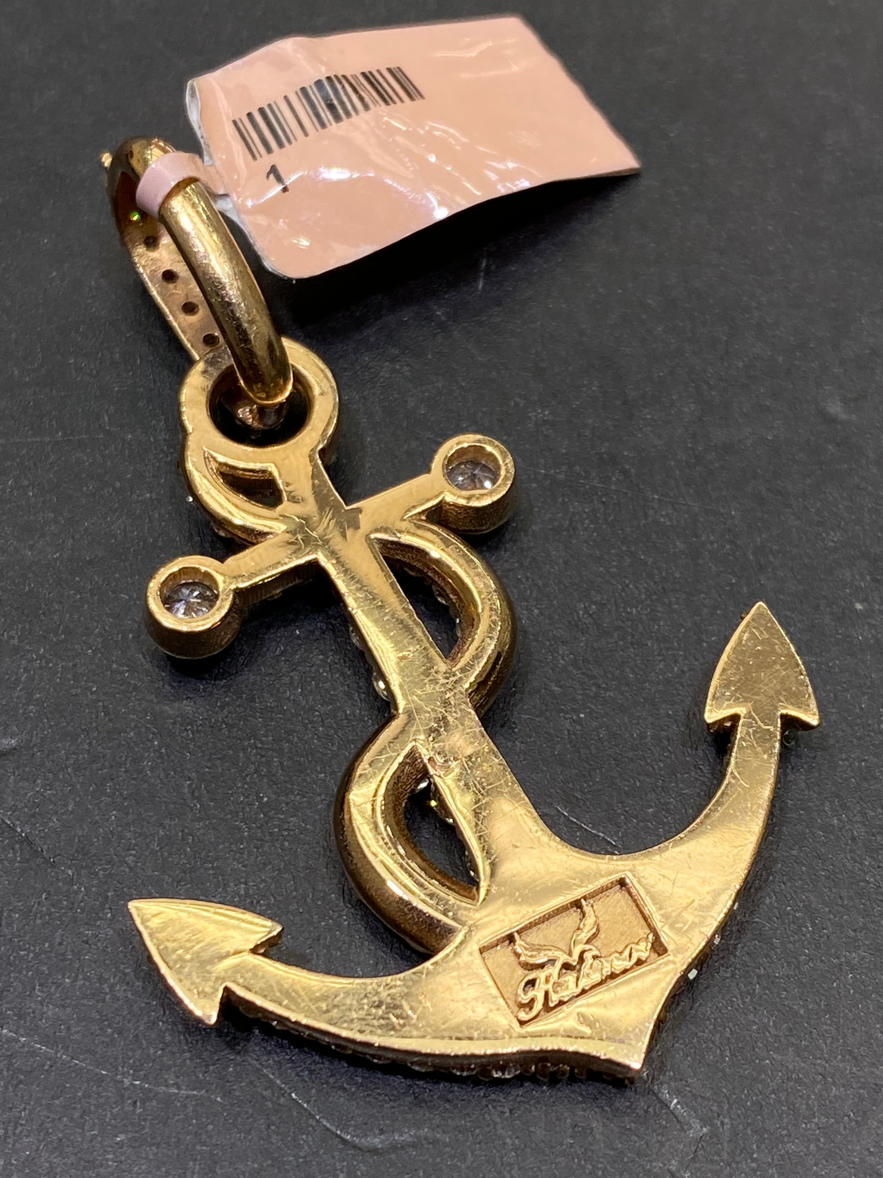 New 14k Anchor Pendant VS-1 natural diamonds 3 cts.t.w. 14k 10.6 grams