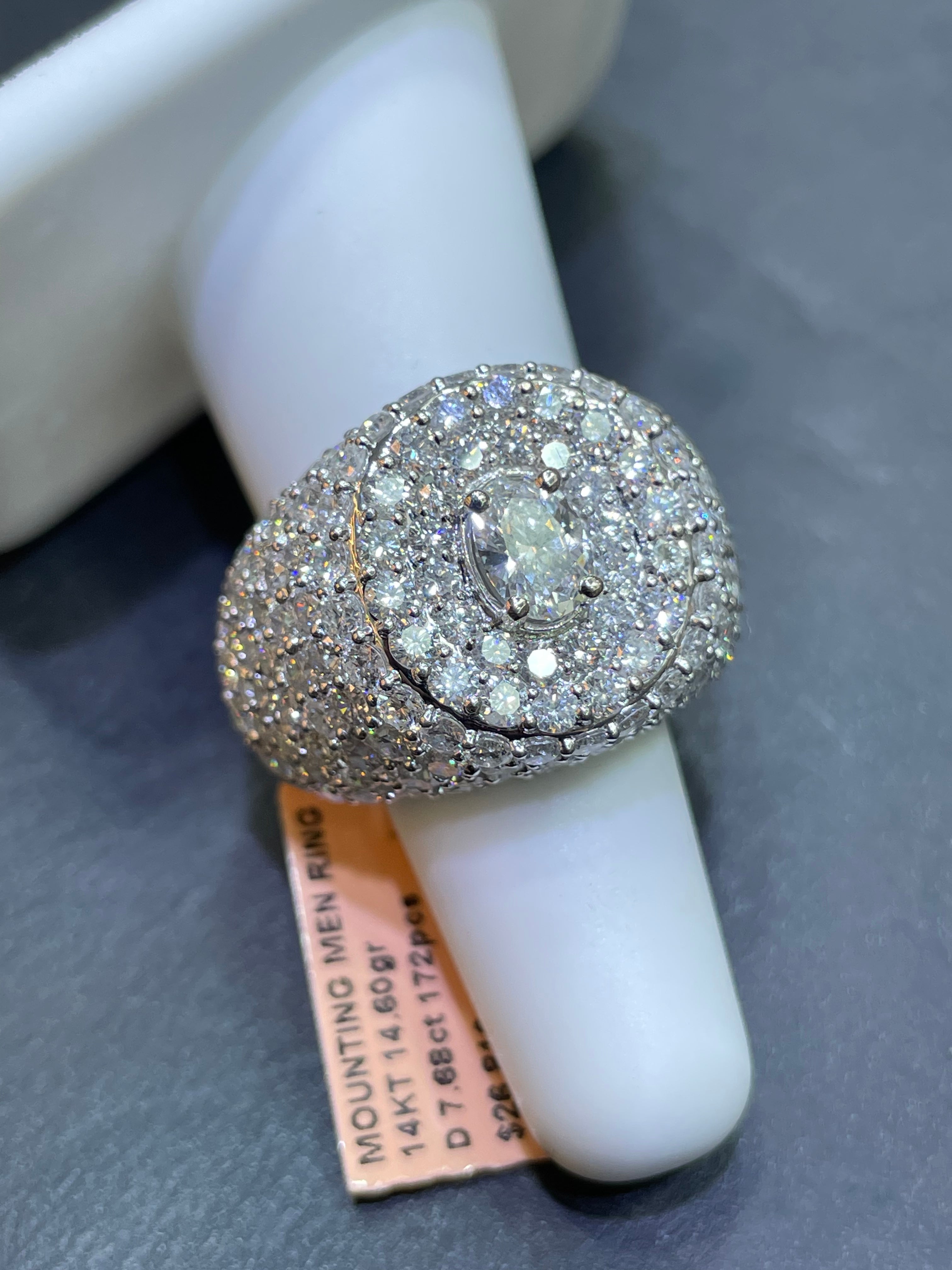 Custom Made Natural VVS1π White Gold 14k Ring 7 ct t.w.