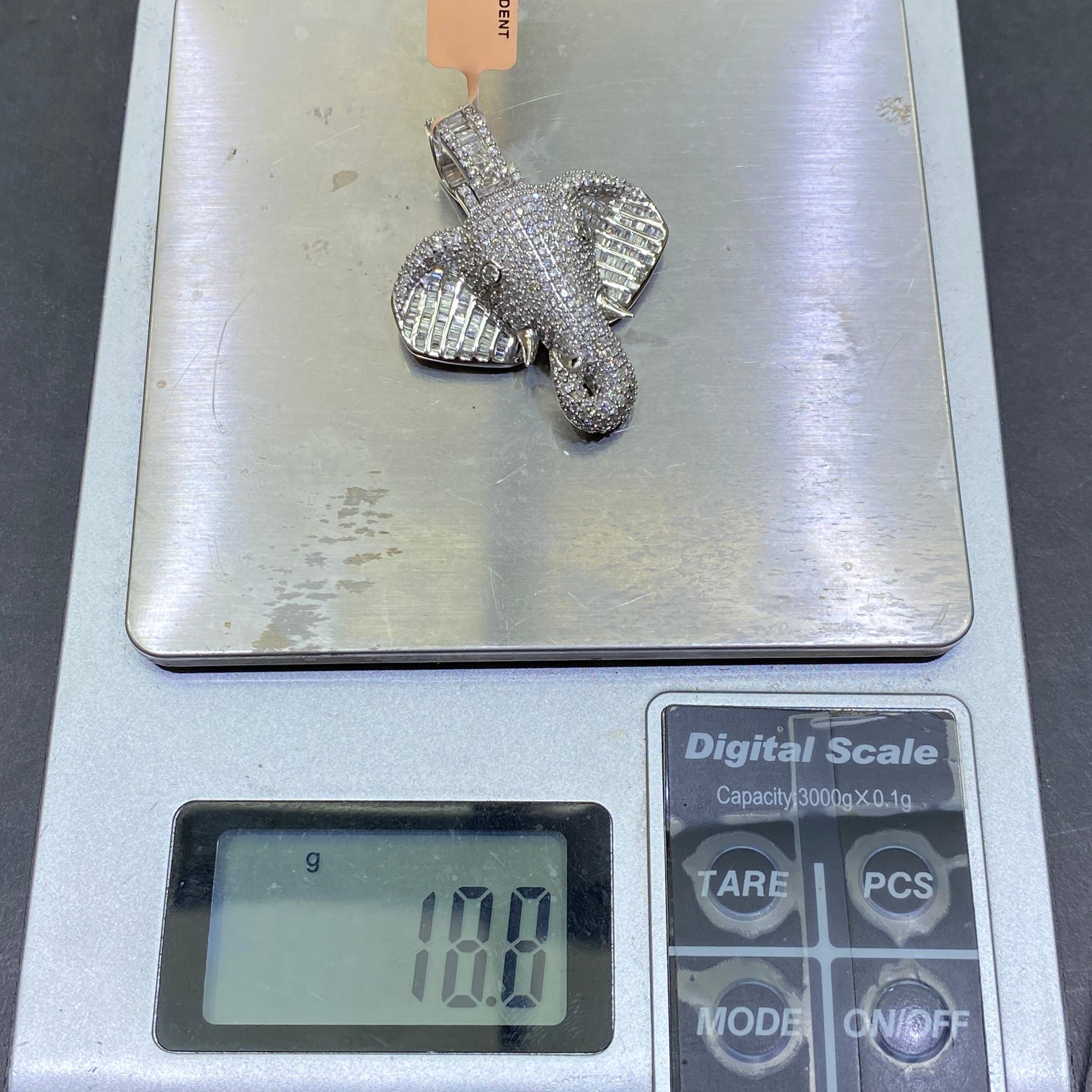 14k custom Vs1,5cts.t.w. natural diamond Iced Out 14k Elephant Bust Down Charm Custom Made