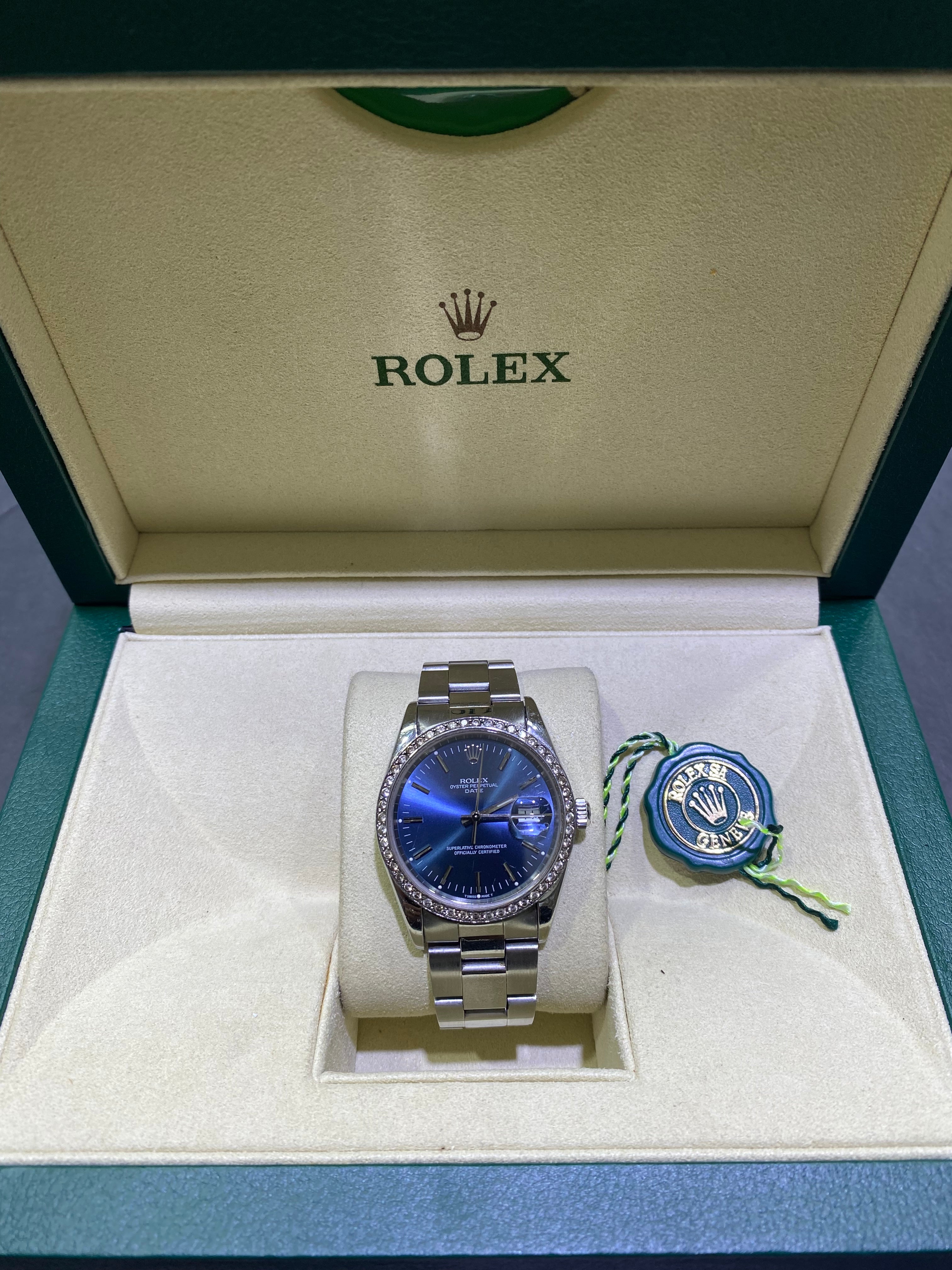 34 mm rolex diamond bezel unisex serviced and 1 year warranty