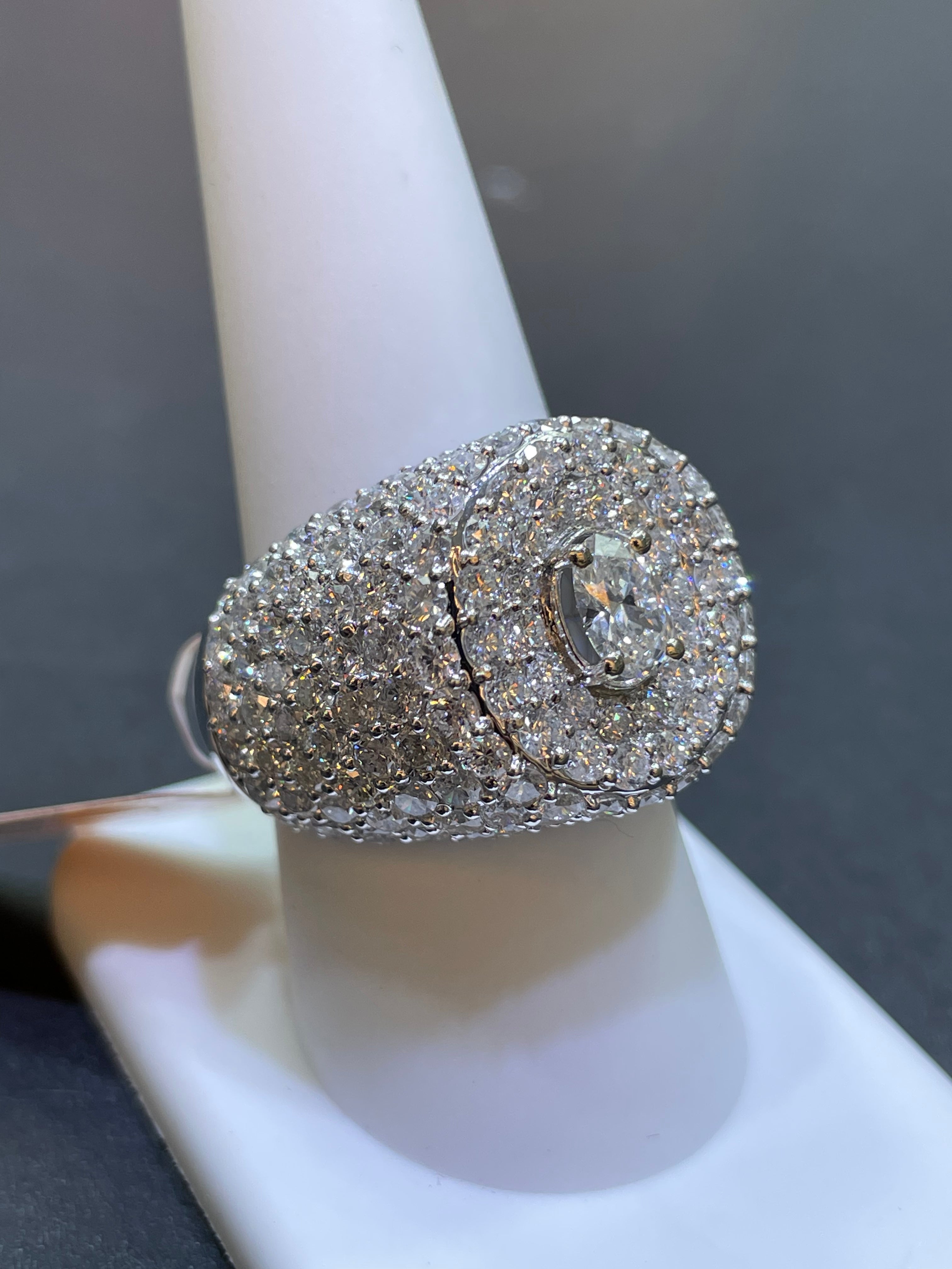 Custom Made Natural VVS1π White Gold 14k Ring 7 ct t.w.