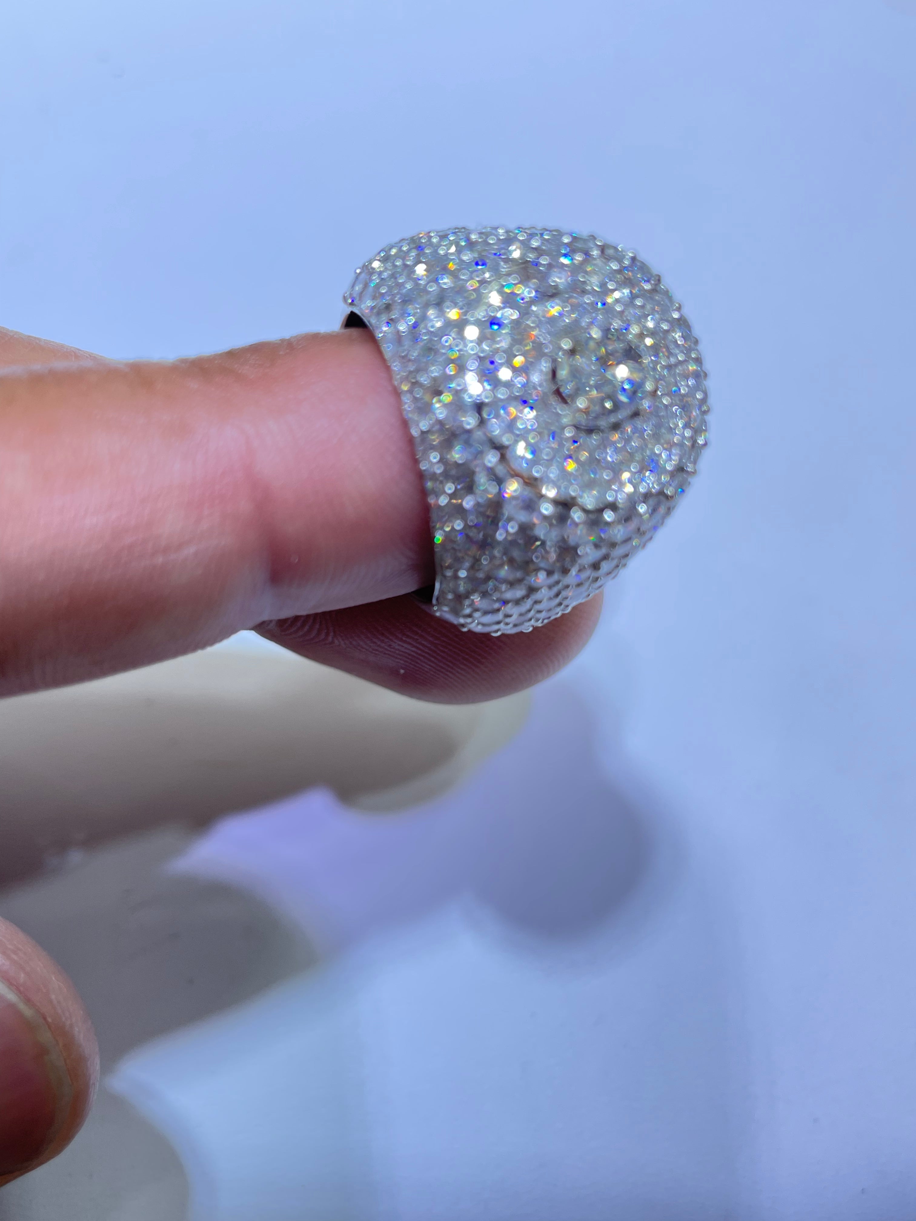 Custom Made Natural VVS1π White Gold 14k Ring 7 ct t.w.