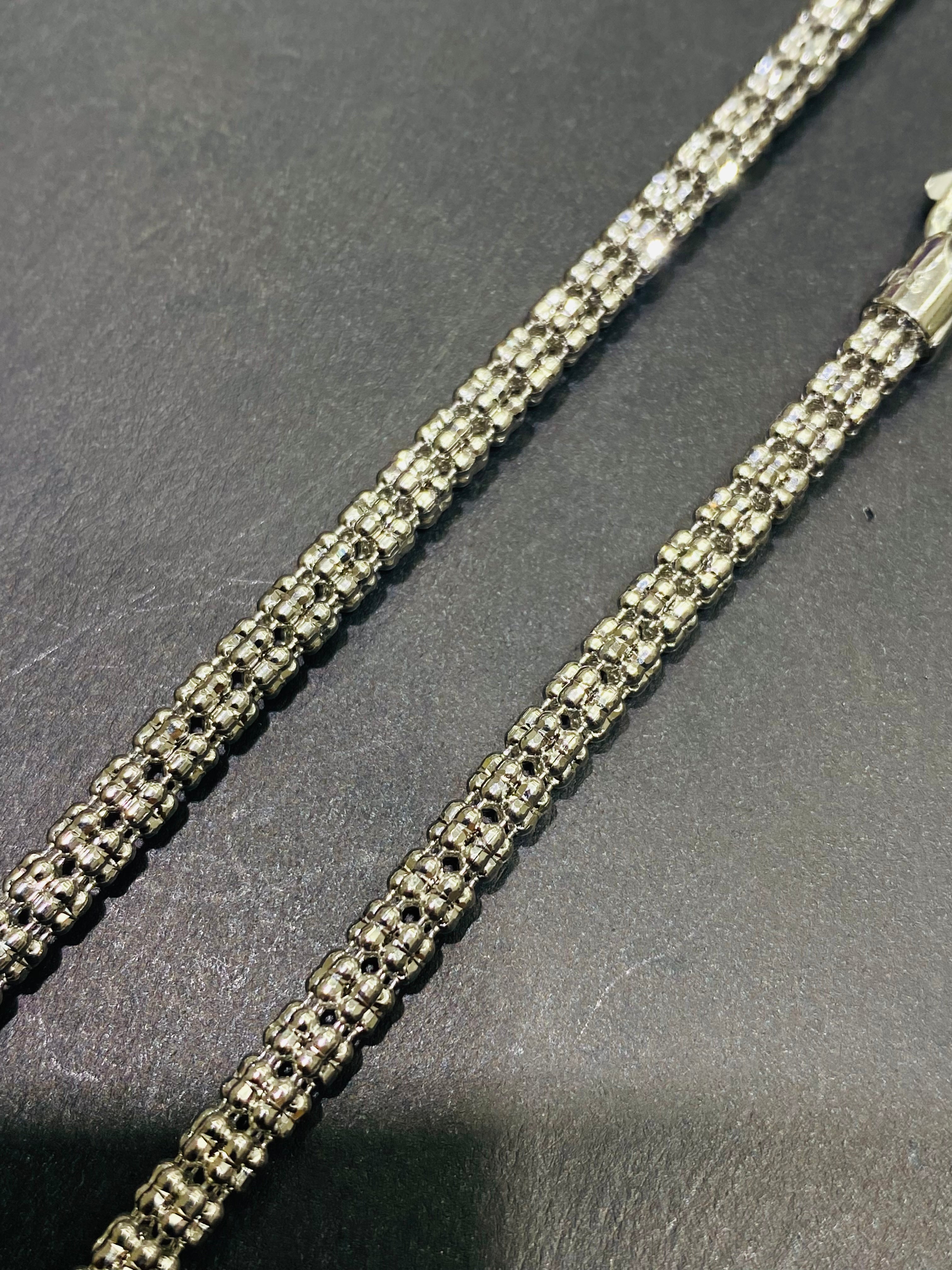 new 10k white gold diamond cut italian chain