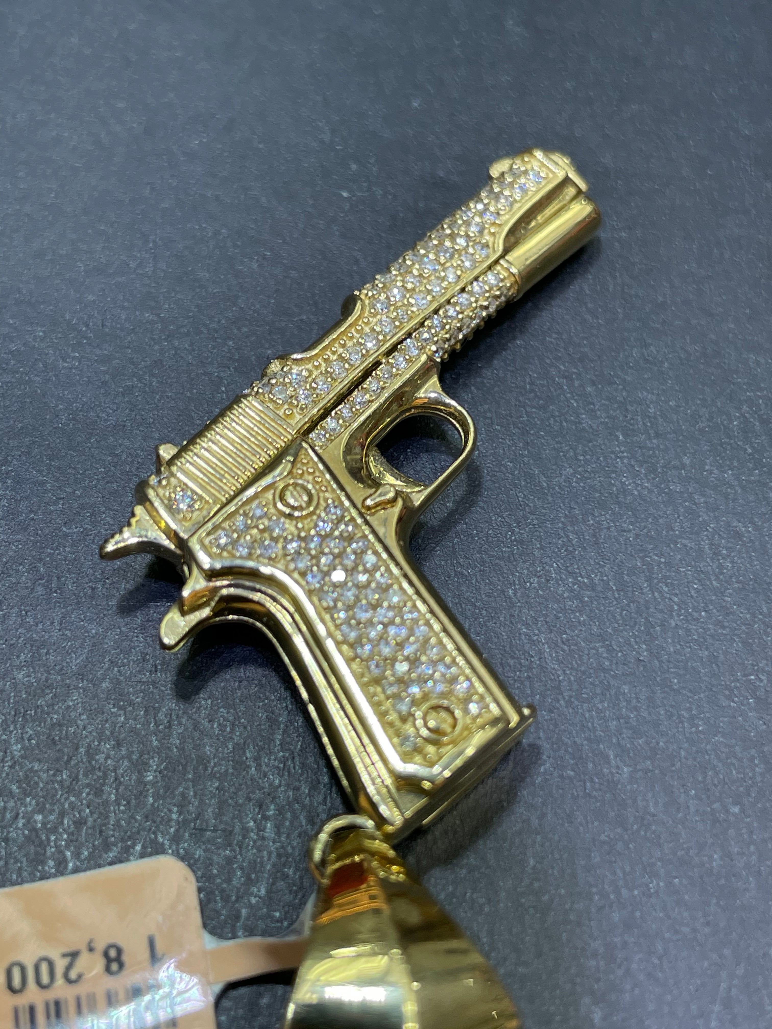 14k Vs1 Diamond Gun Charm Pendant