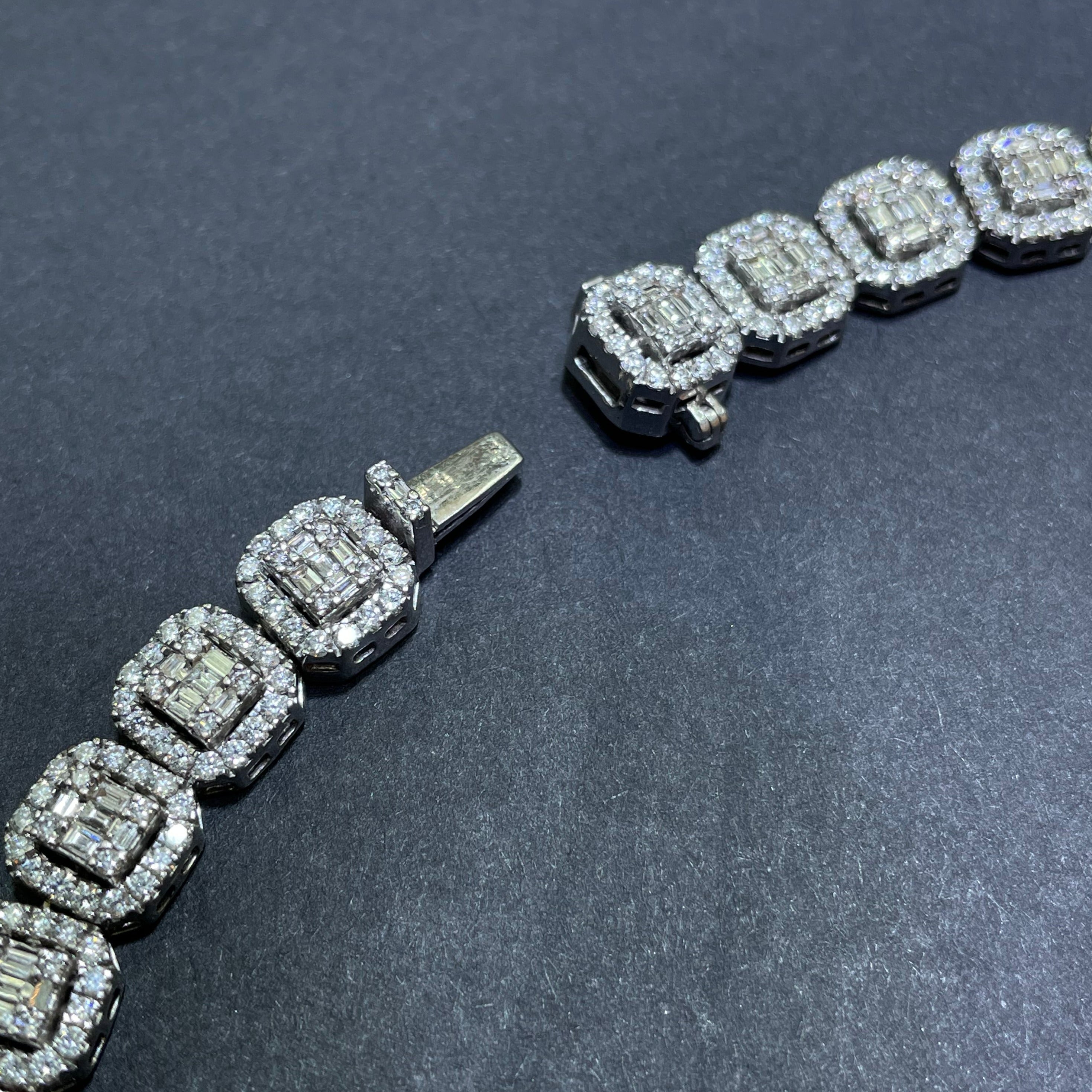 vvs baguette chain iced 32 cts natural diamonds t.w. 24 inches bust down chain