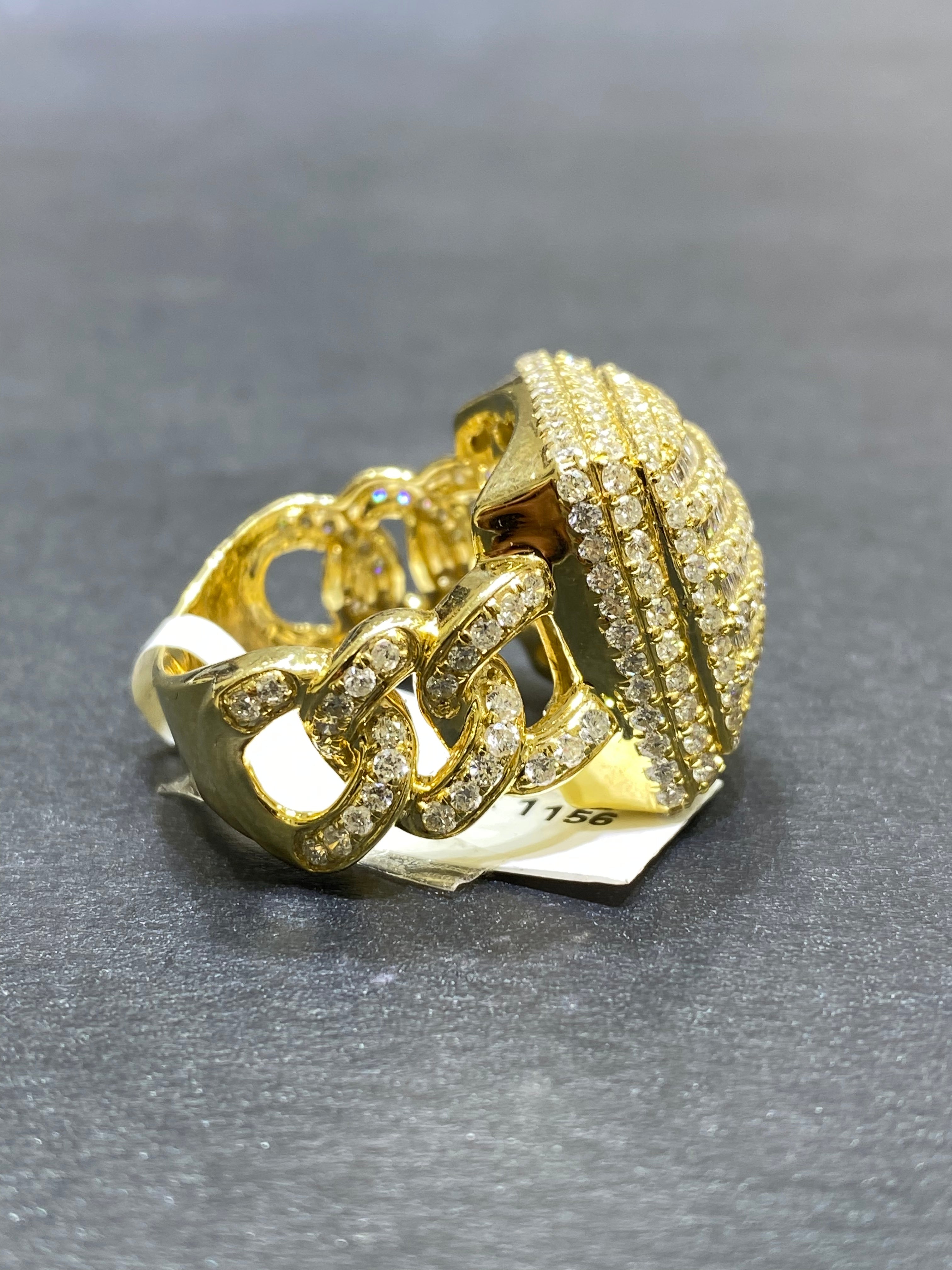 new 14k vs1 cuban baguette 4ct.t.w. natural diamonds ring
