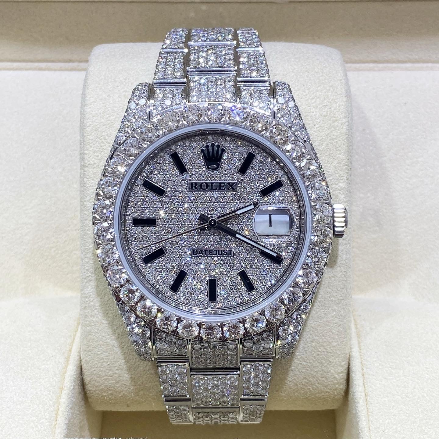 41mm ROLEX 2024 VVS1 NATURAL DIAMONDS 💎 ”Iced Bustdown“ 30 cts AVALANCHE
