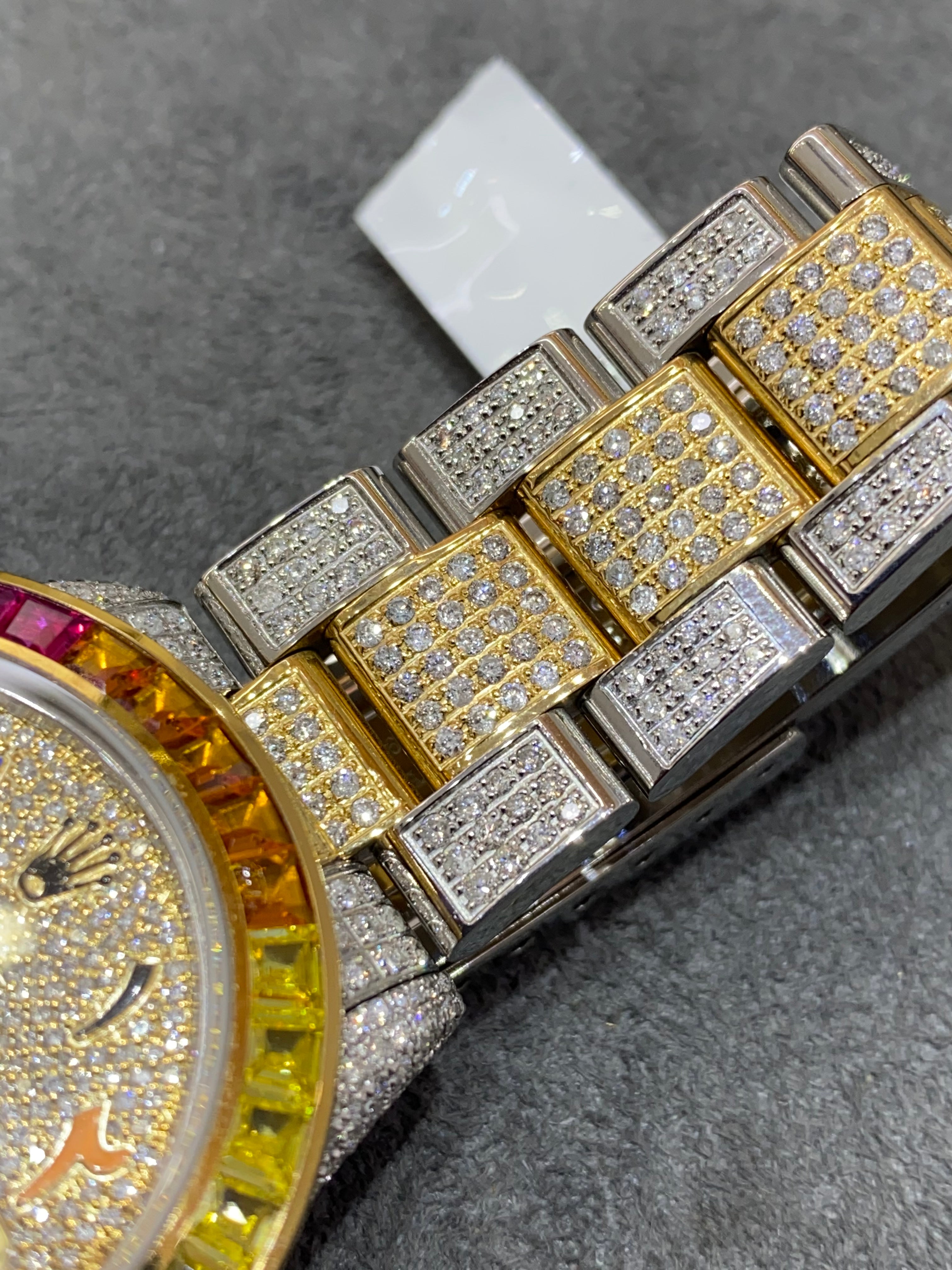 36mm rolex datejust βiced bustdown β oyster band rainbow π 15 cts .t.w. vs1 natural π