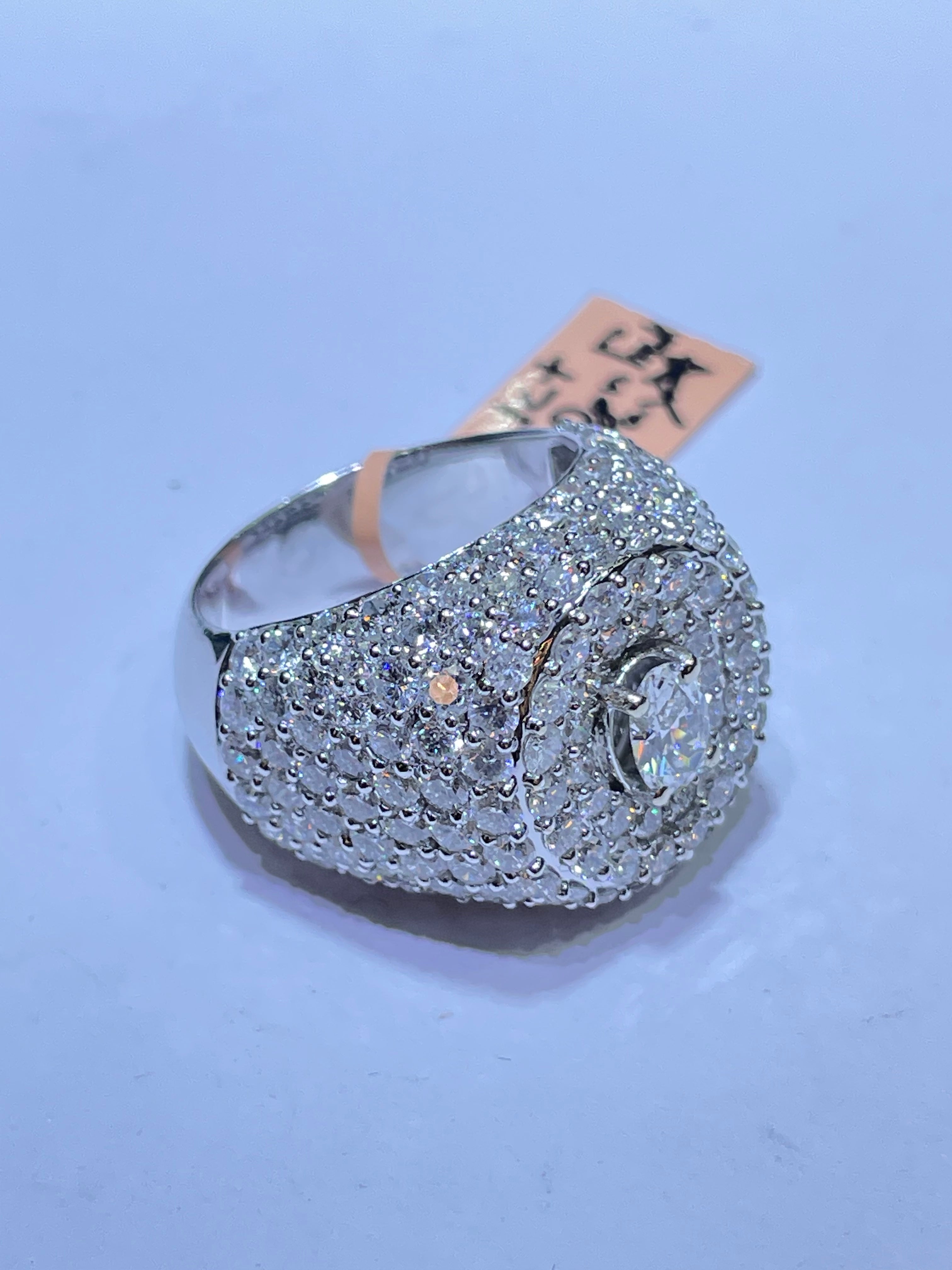 Custom Made Natural VVS1π White Gold 14k Ring 7 ct t.w.