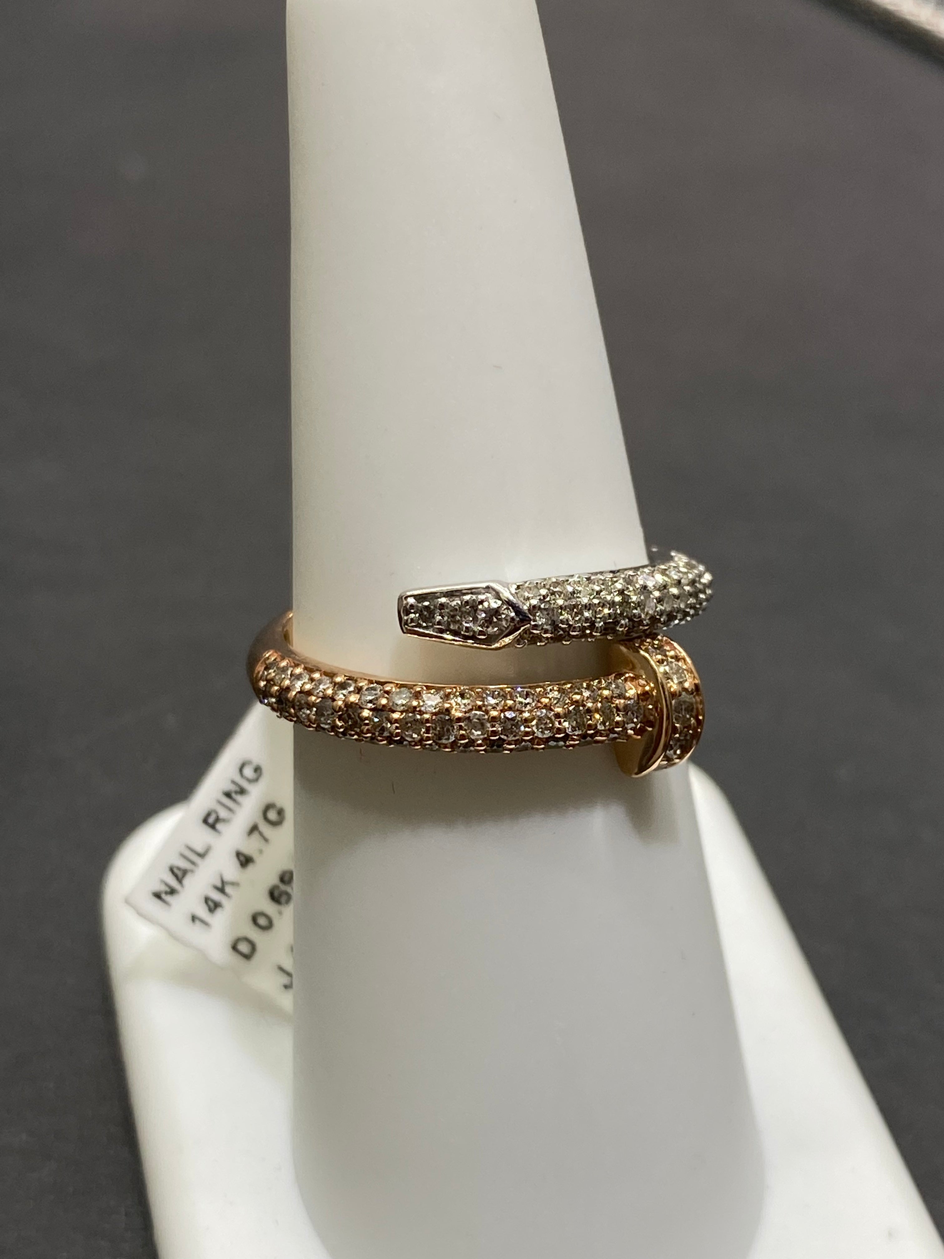 NEW 14K VS1 NATURAL DIAMOND NAIL RING