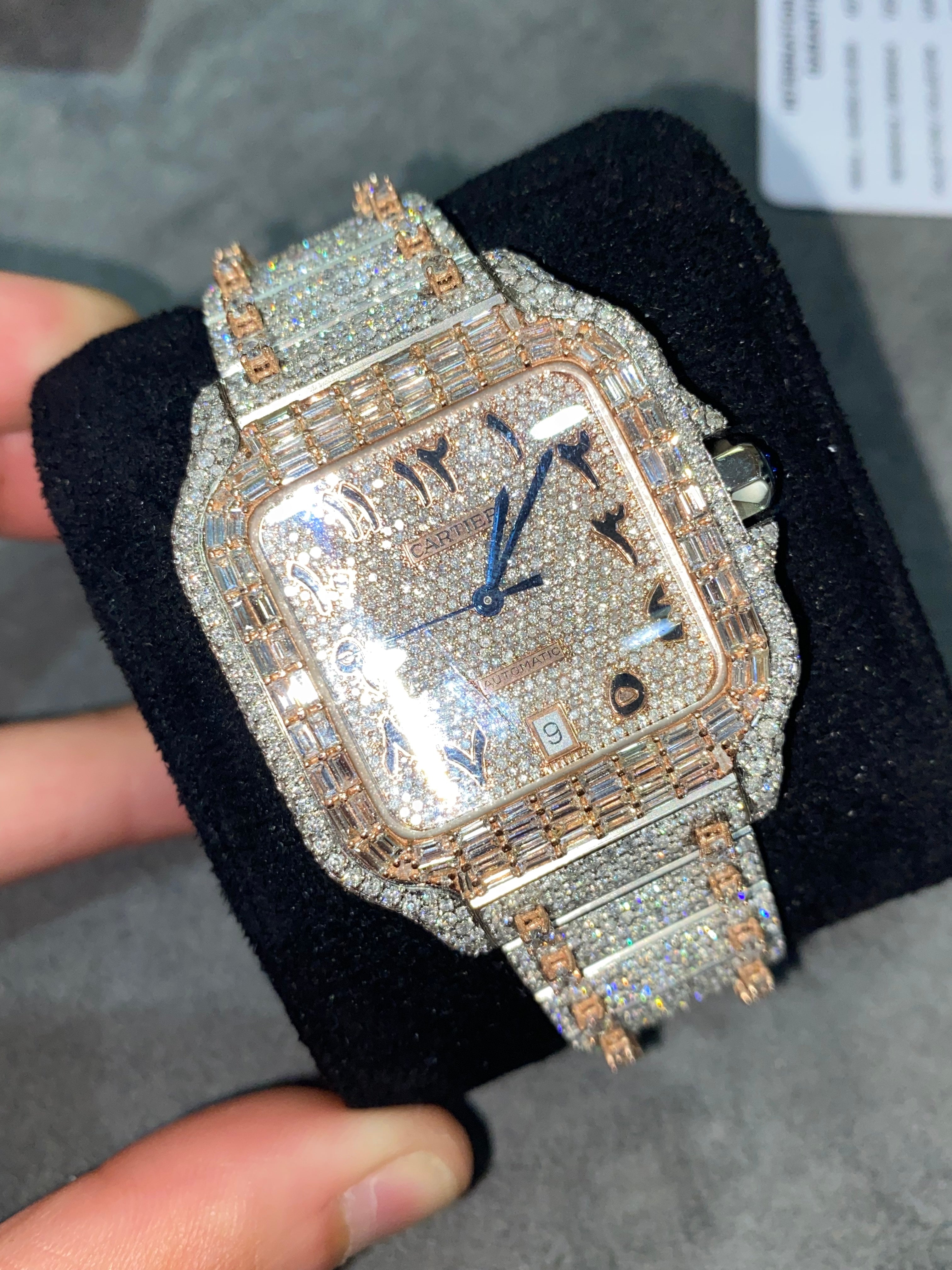 new 41mm cartier santos xl"iced bustdown" watch ๐ on screws 29 cts.t.w.๐ฅdial 1of1