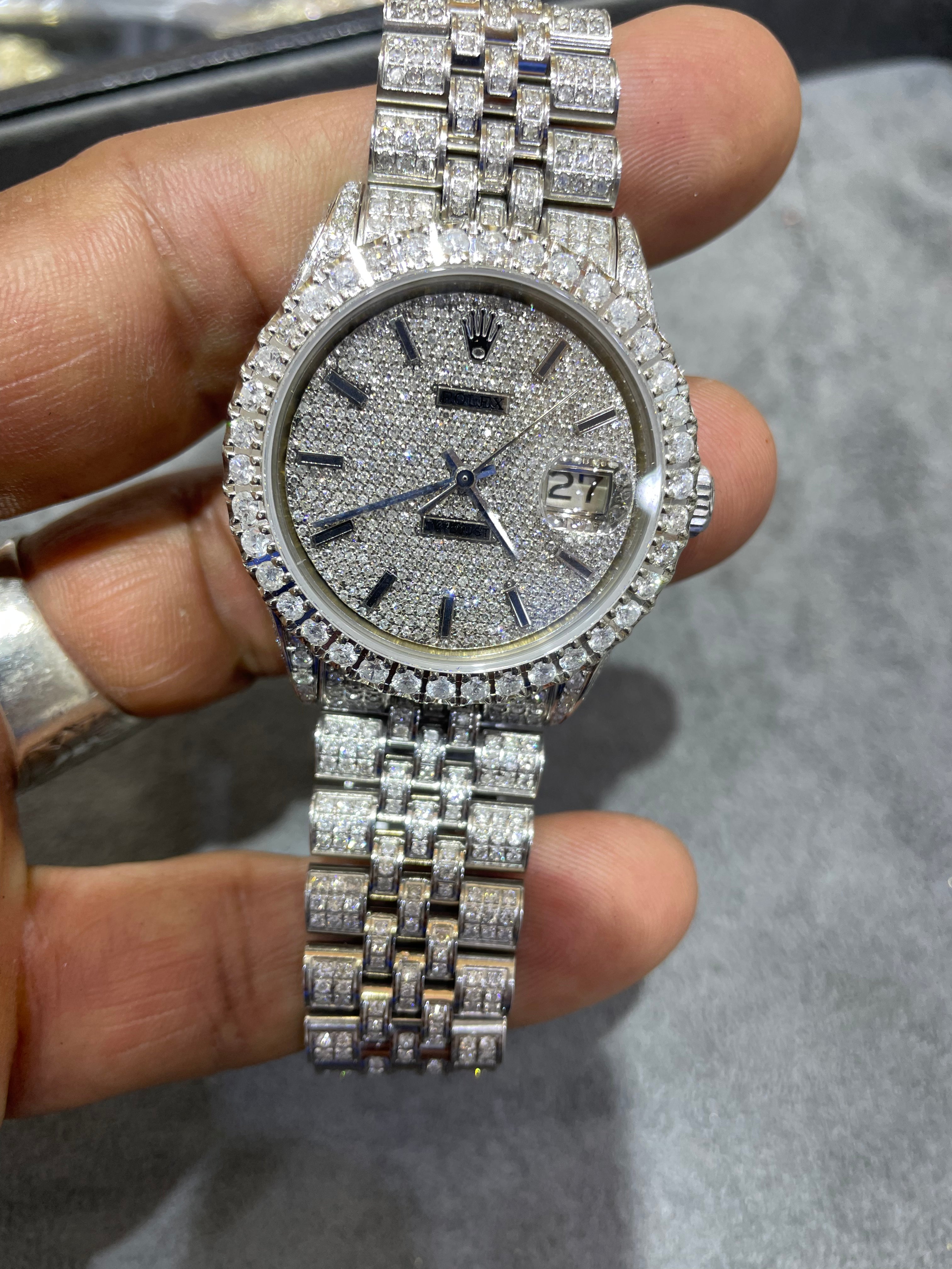 Iced Out Rolex 36mm 15cts Vvs1 “Iced Bust Down” Stick Dial