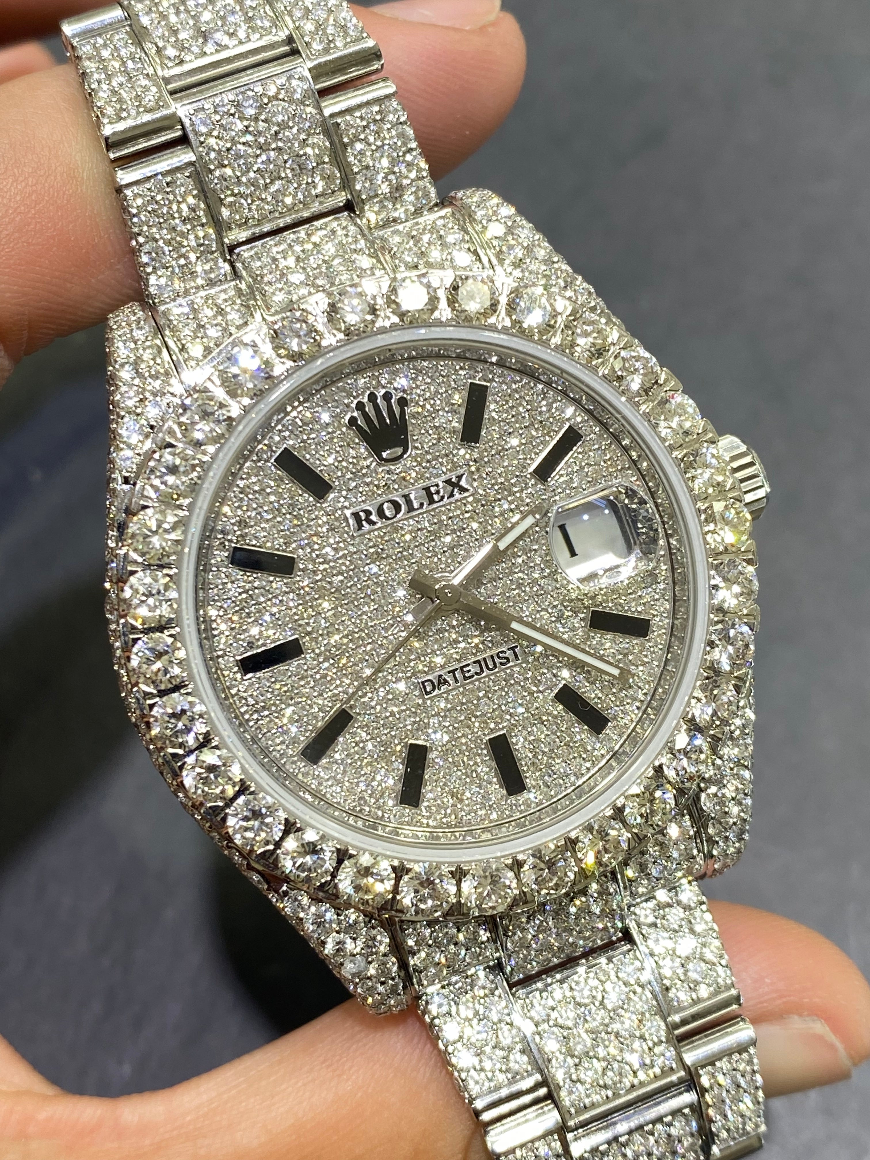 41mm rolex 2022 vvs1 natural diamonds 💎”iced bustdown “ 30 cts .t.w.