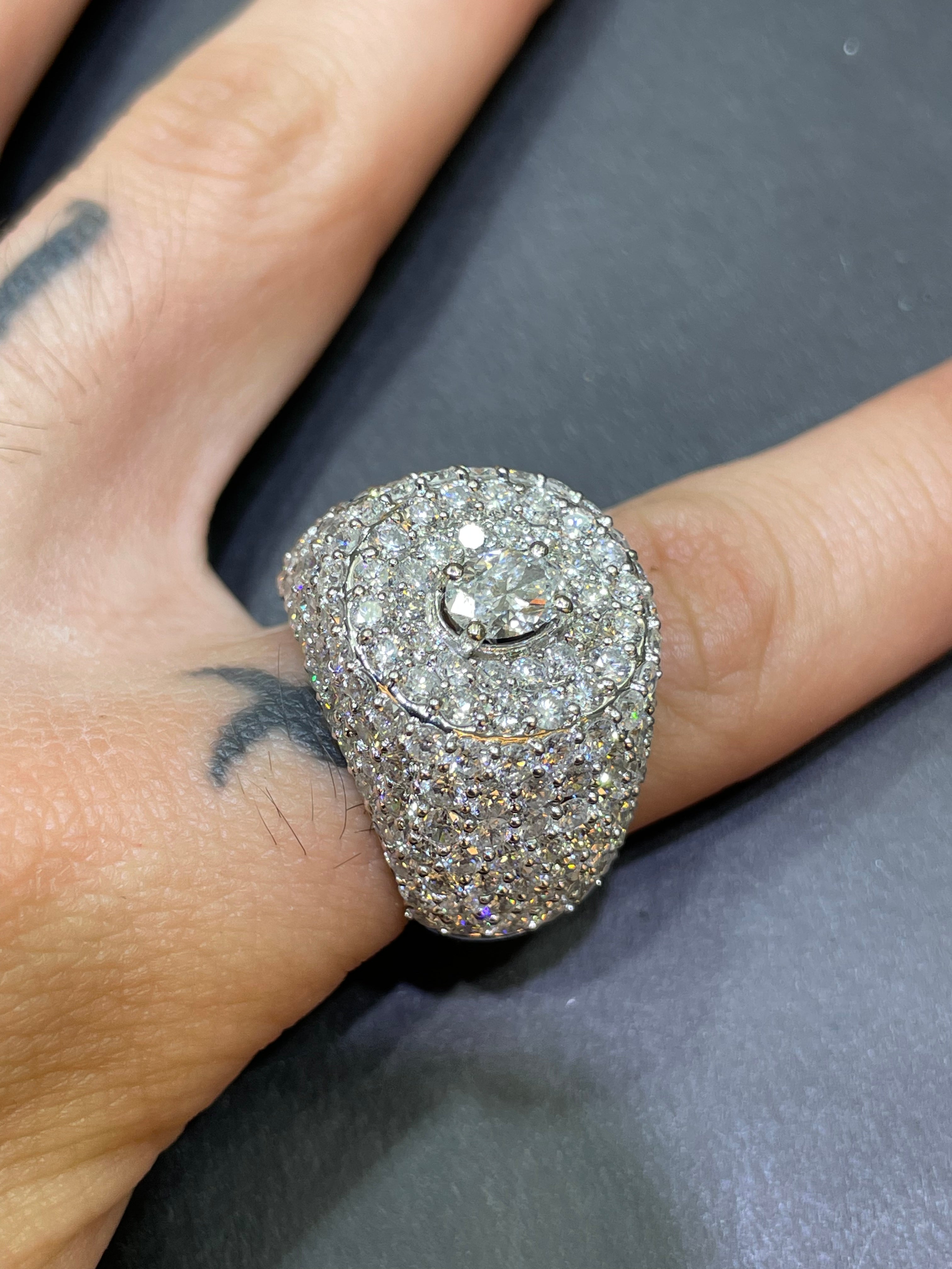 Custom Made Natural VVS1π White Gold 14k Ring 7 ct t.w.